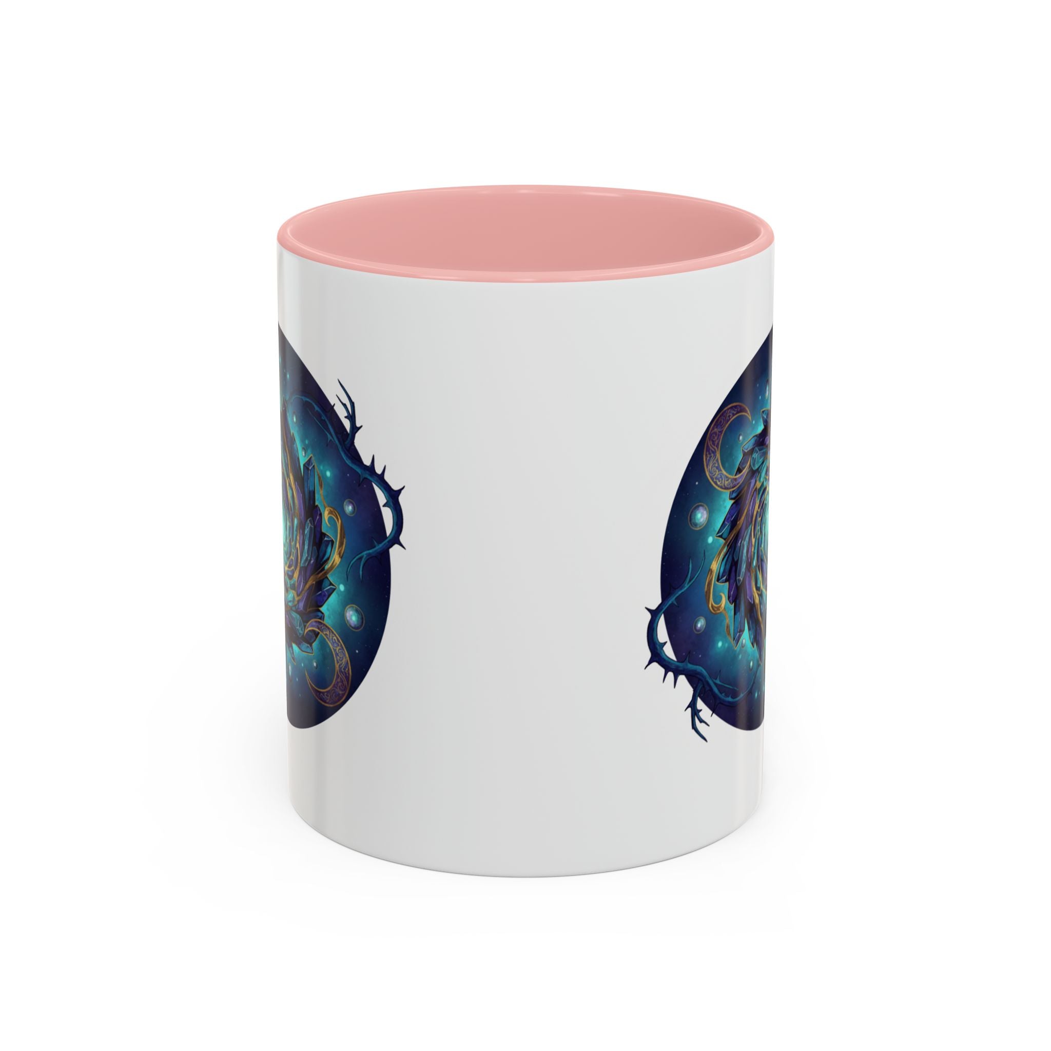 Galaxy Feather Spiral Accent Mug — Cosmic Boho Coffee Cup (11/15oz)