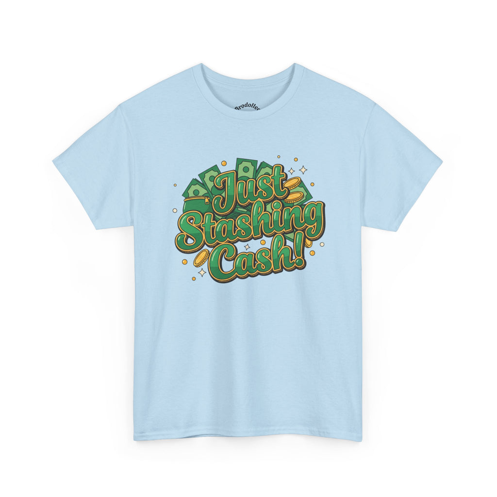 T‑Shirt — “Just Stashing Cash!” Retro Script Money Graphic Tee