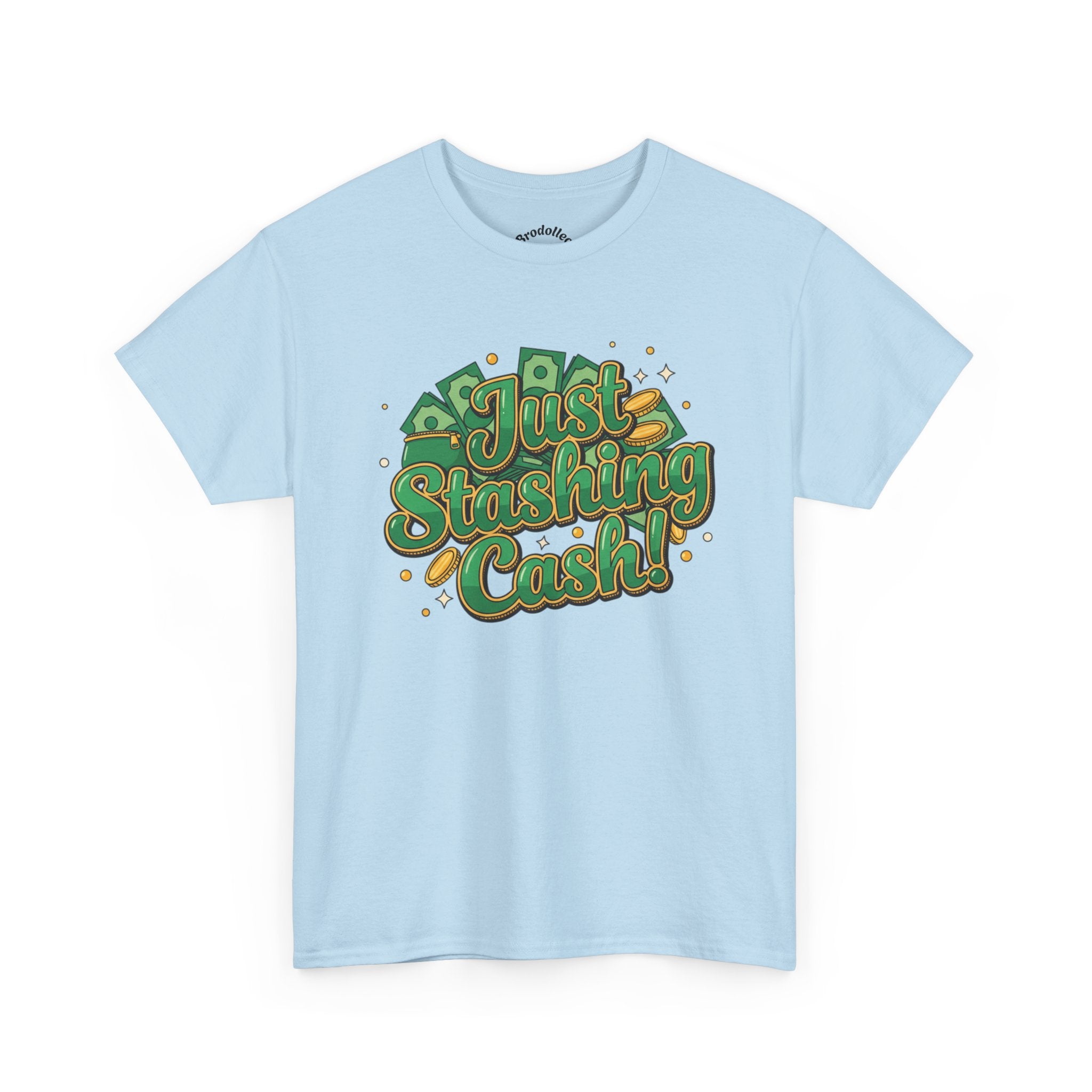 T‑Shirt — “Just Stashing Cash!” Retro Script Money Graphic Tee