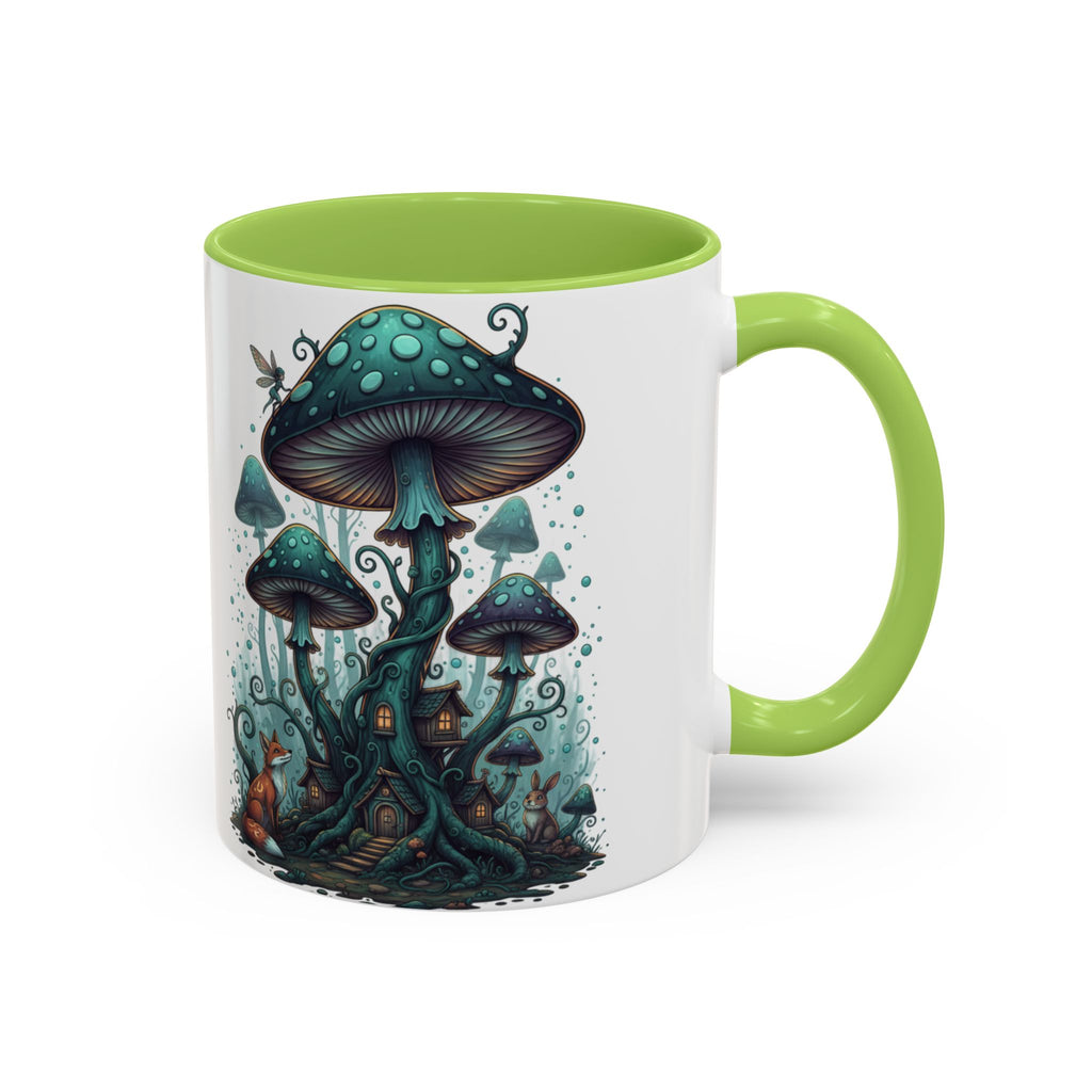 Enchanted Mushroom Cottage Coffee Mug — Fantasy Forest Accent Mug