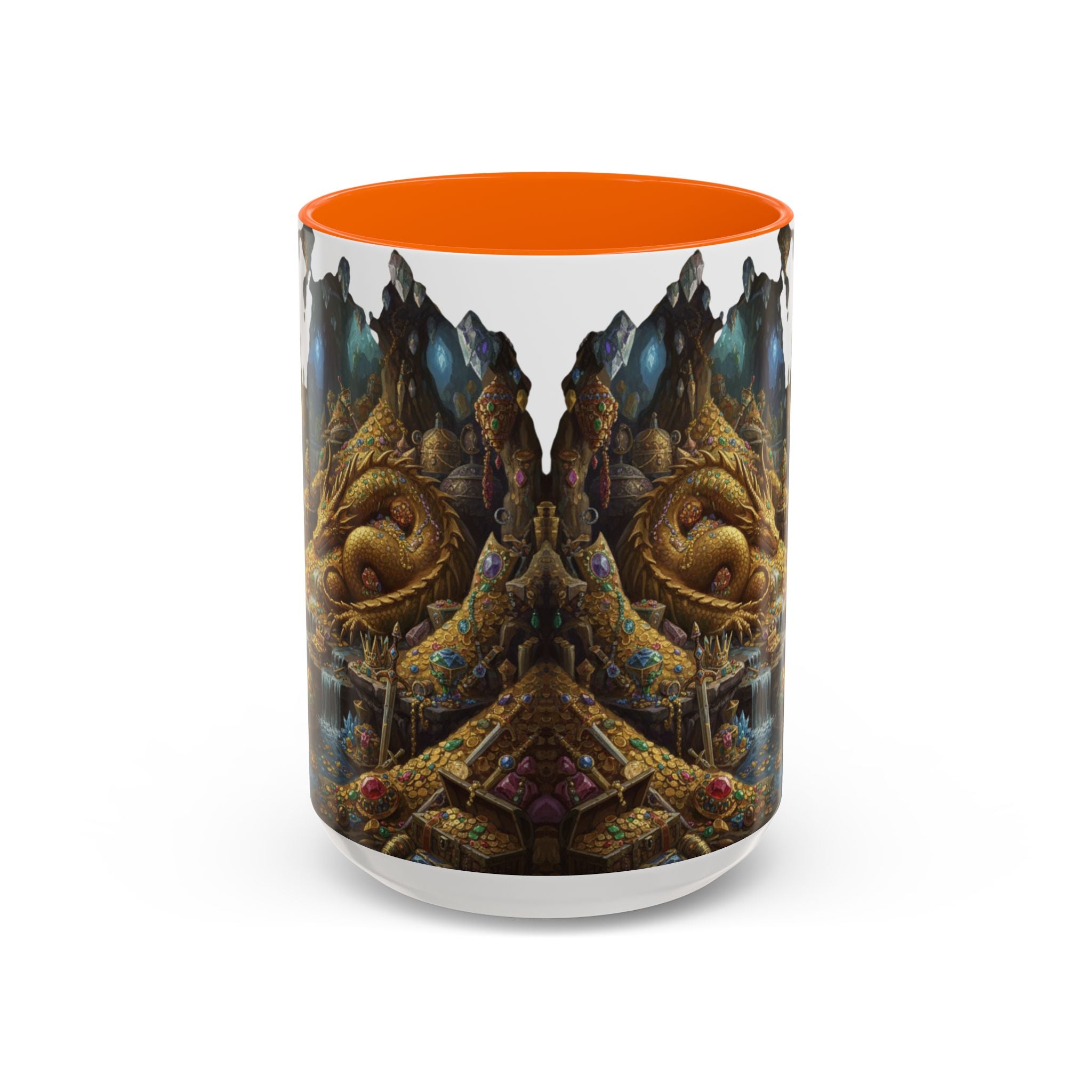 Dragon Hoard Accent Coffee Mug — Fantasy Treasure Landscape (11/15 oz)