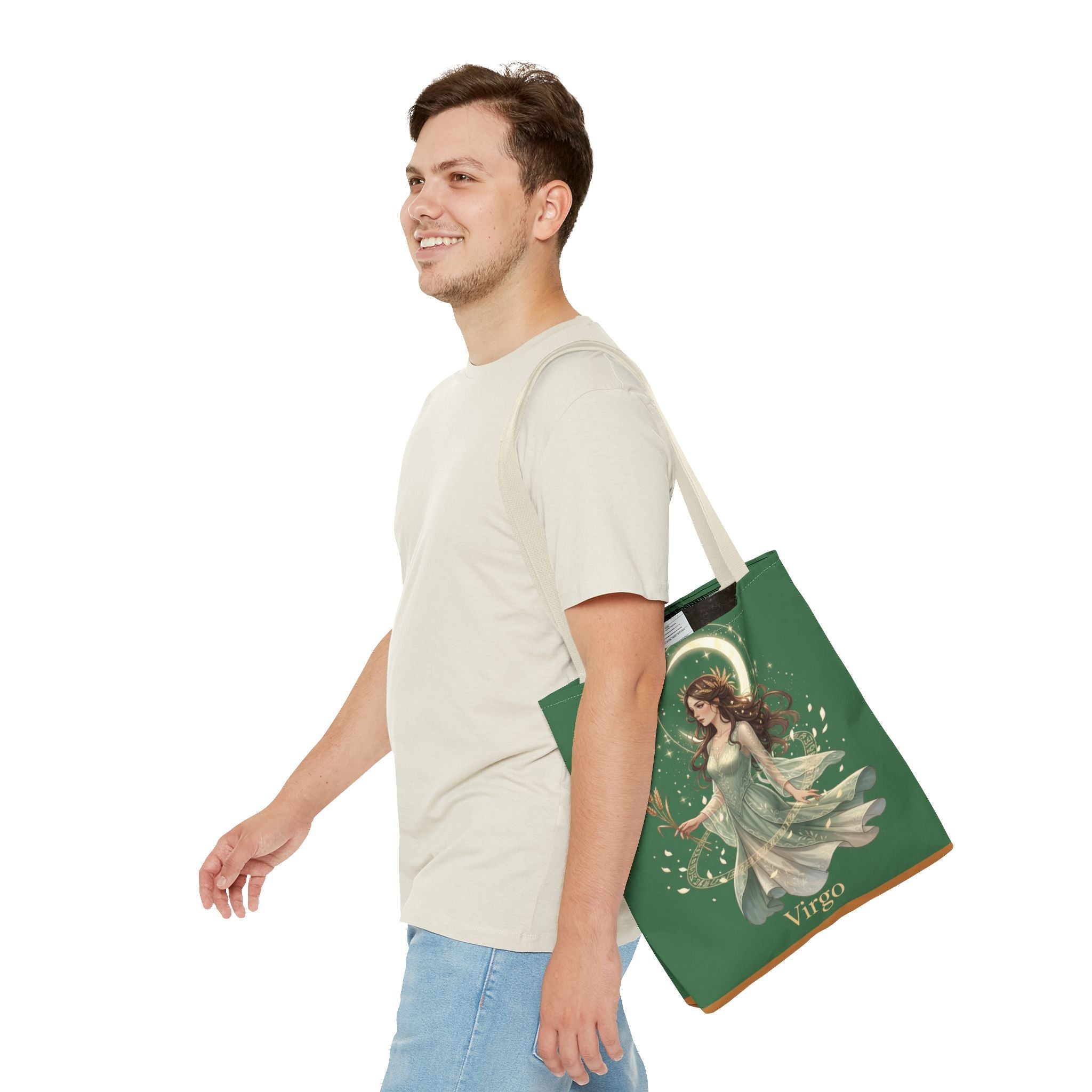 Mystic Moon Goddess Tote Bag — Ethereal Green All-Over Print Tote