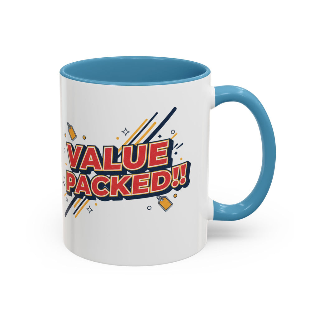 Value Packed!! Accent Coffee Mug — Bold Retro Comic Graphic (11/15 oz)