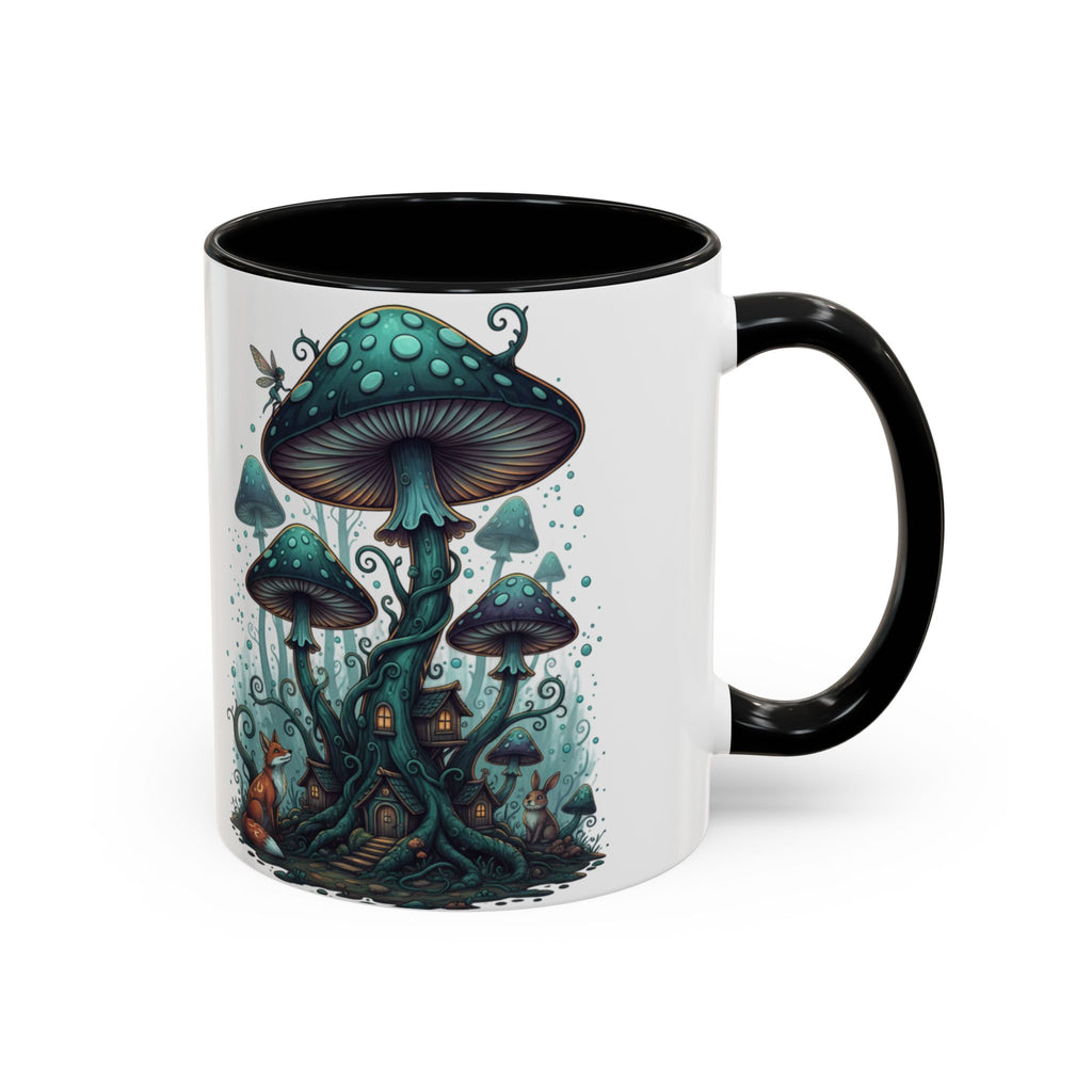 Enchanted Mushroom Cottage Coffee Mug — Fantasy Forest Accent Mug