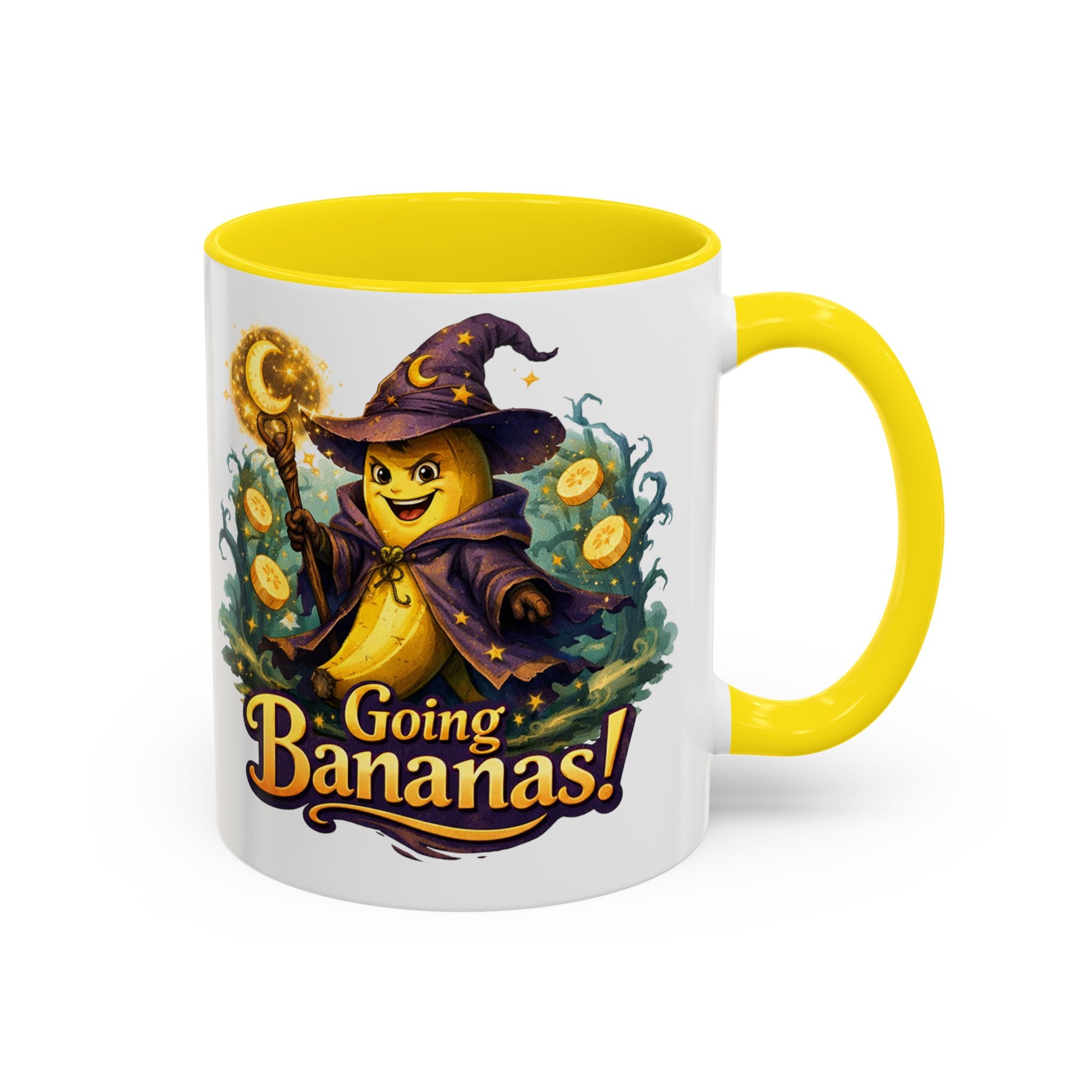 Going Bananas! Witch Banana Accent Coffee Mug — Fun Halloween Coffee Cup (11/15oz)