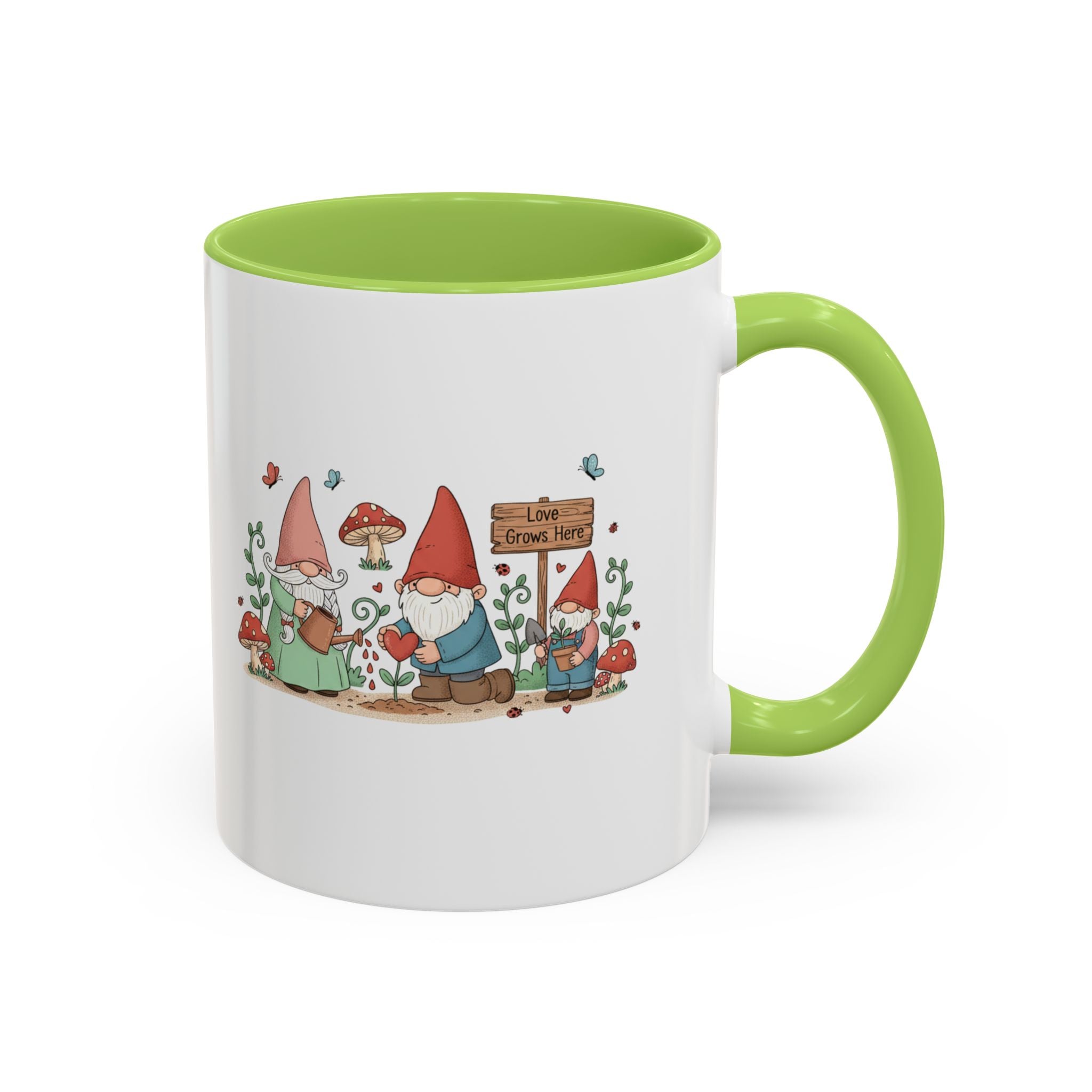 Gnome Garden Coffee Mug — Cute ‘Love Grows Here’ Accent Mug