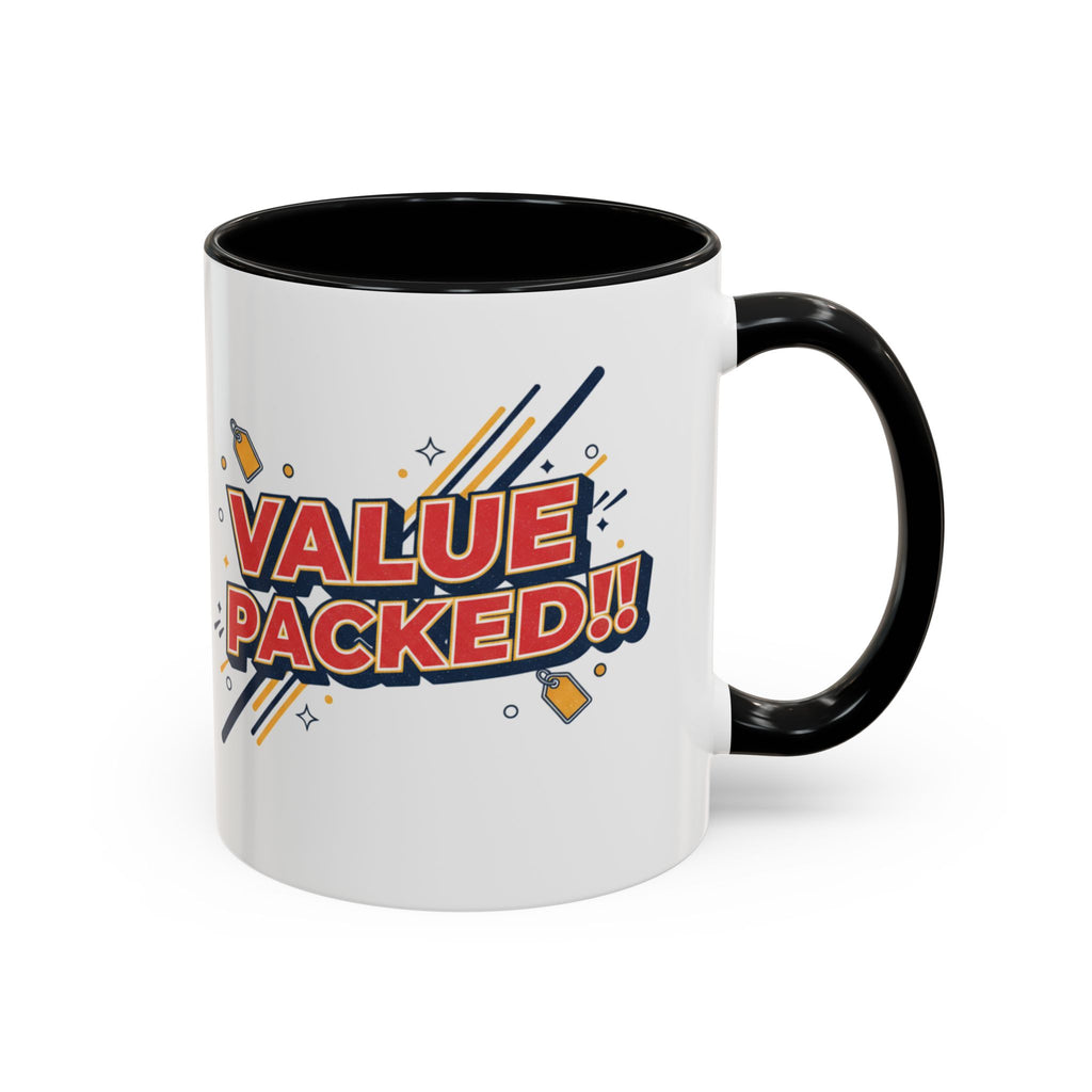 Value Packed!! Accent Coffee Mug — Bold Retro Comic Graphic (11/15 oz)