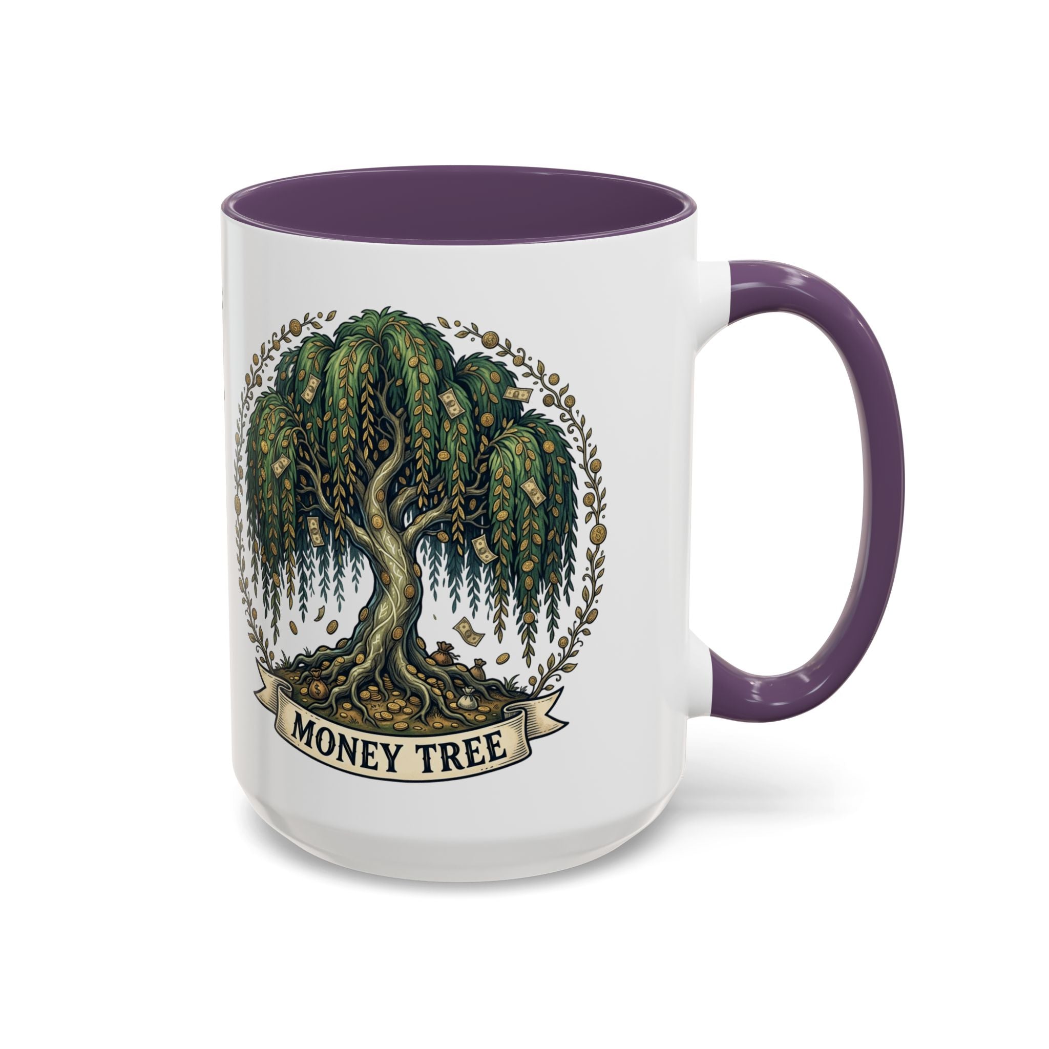 Money Tree Accent Coffee Mug — Inspirational 11/15oz Ceramic Mug with "Money Tree" Design