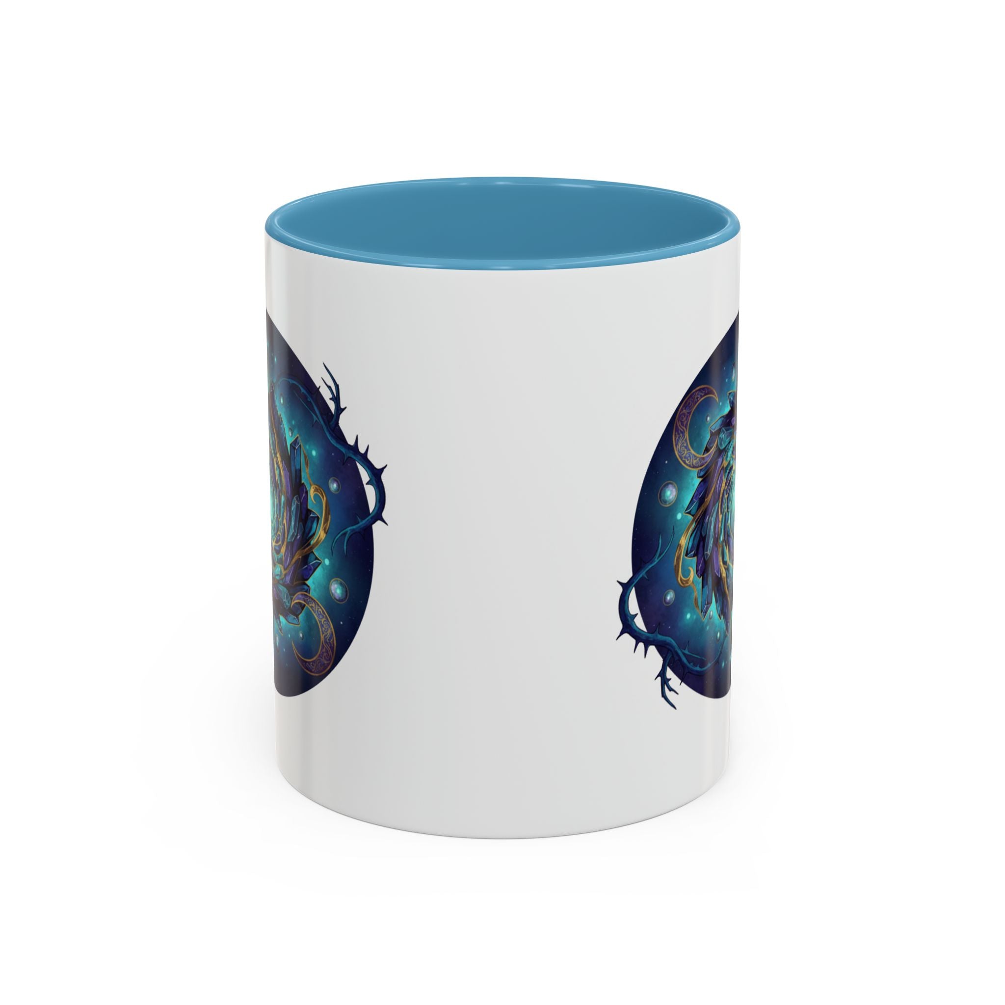 Galaxy Feather Spiral Accent Mug — Cosmic Boho Coffee Cup (11/15oz)