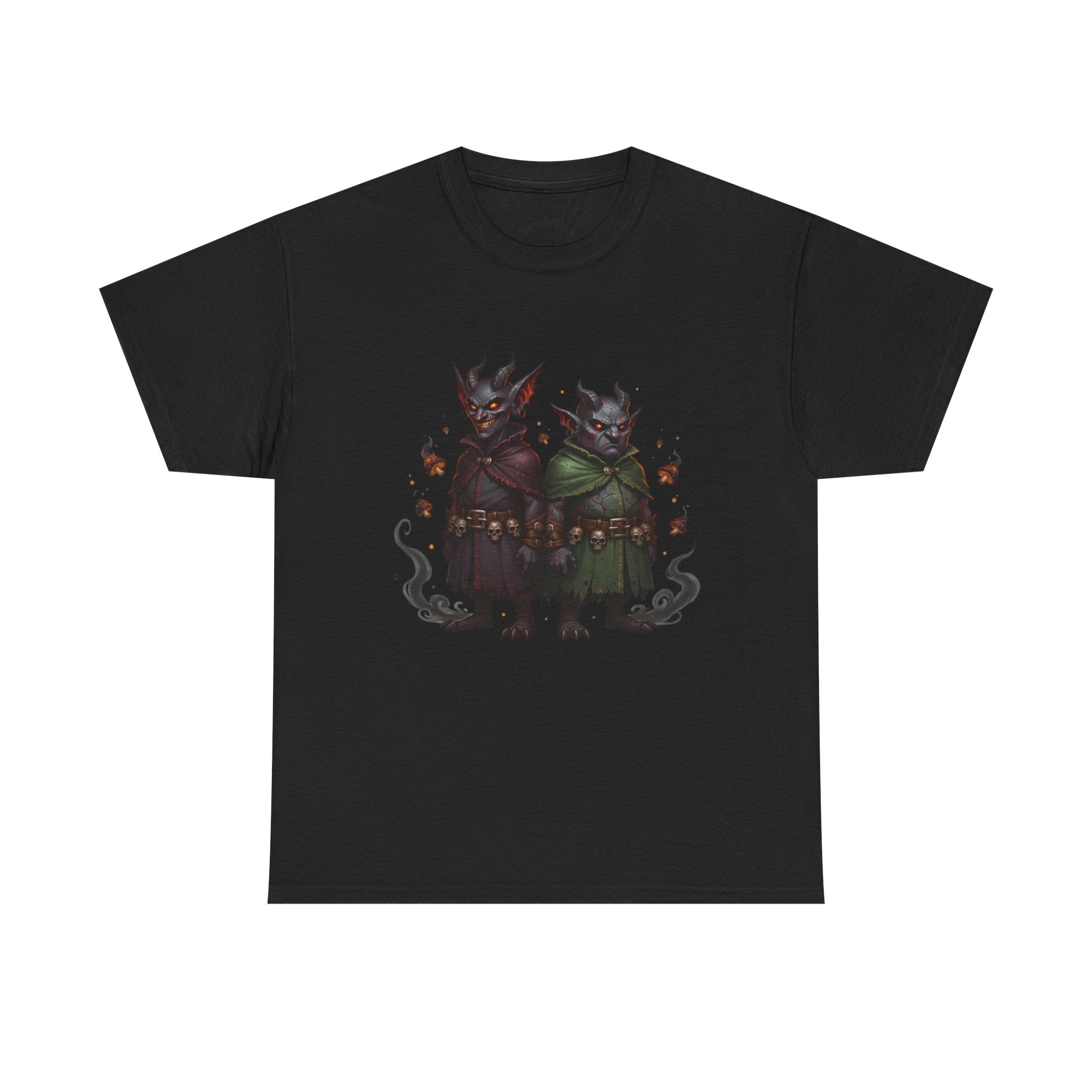 Demonic Twins Graphic Tee — Gothic Fantasy Demon Couple T-Shirt