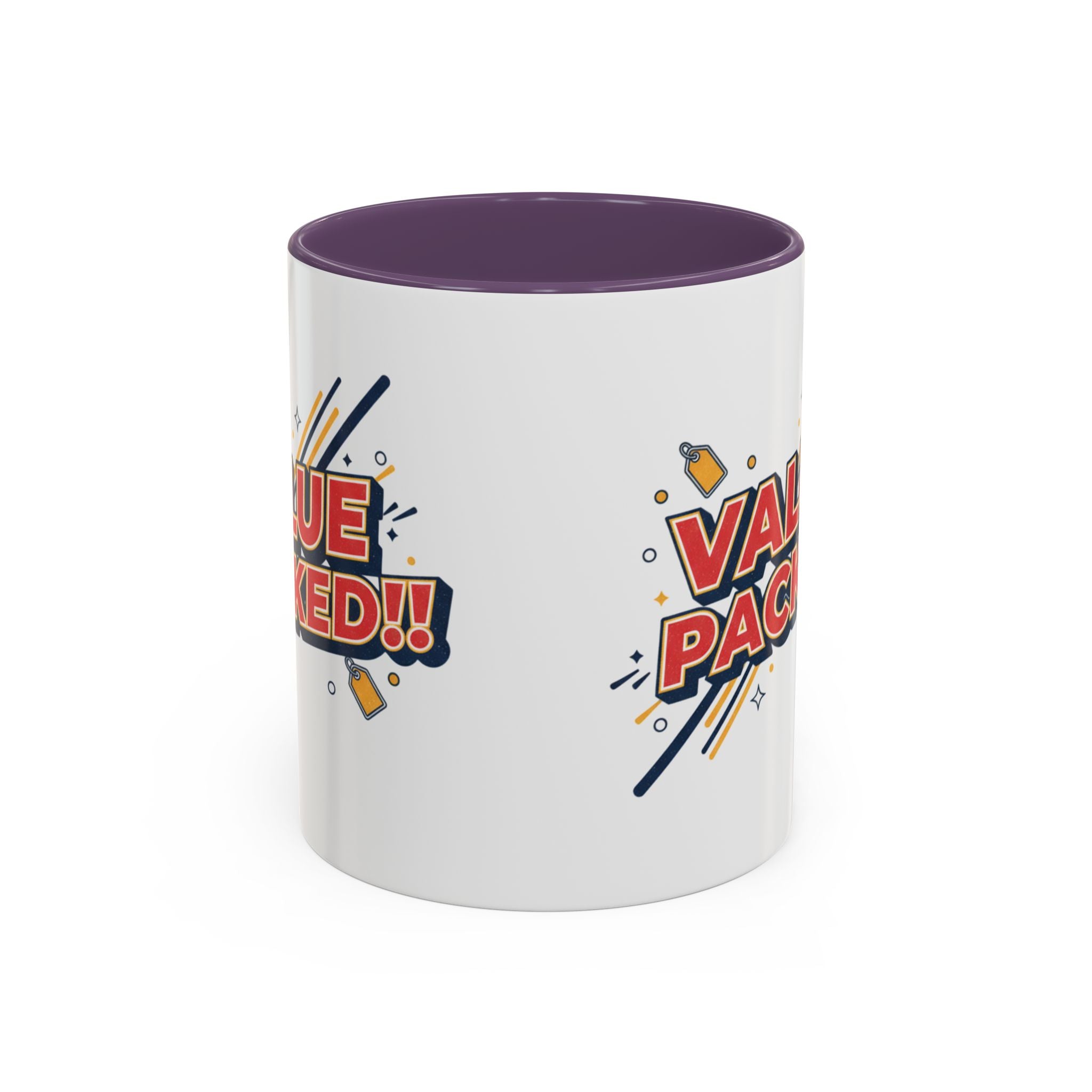 Value Packed!! Accent Coffee Mug — Bold Retro Comic Graphic (11/15 oz)