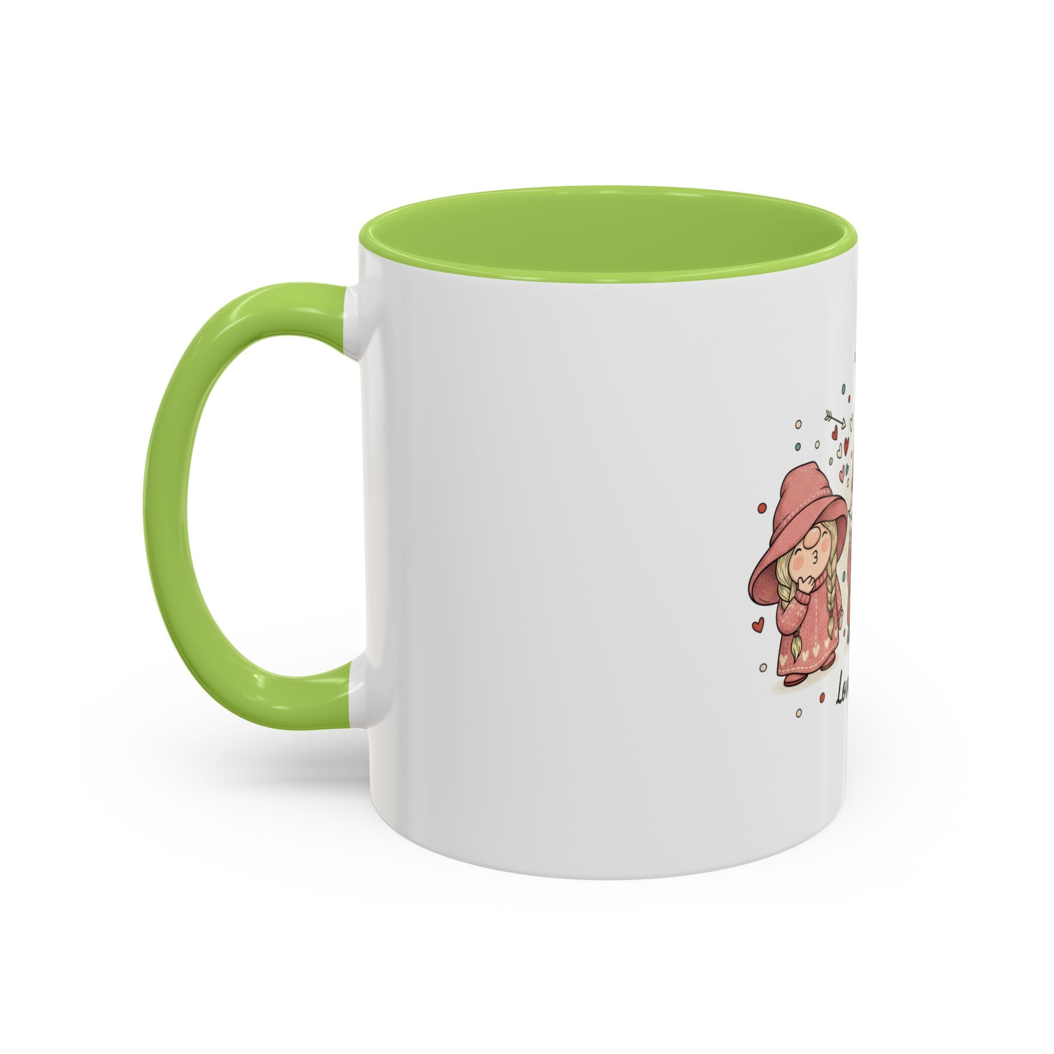 Love Gnomes Accent Coffee Mug — Cute Valentine Heart Gnome Tea Cup (11/15oz)