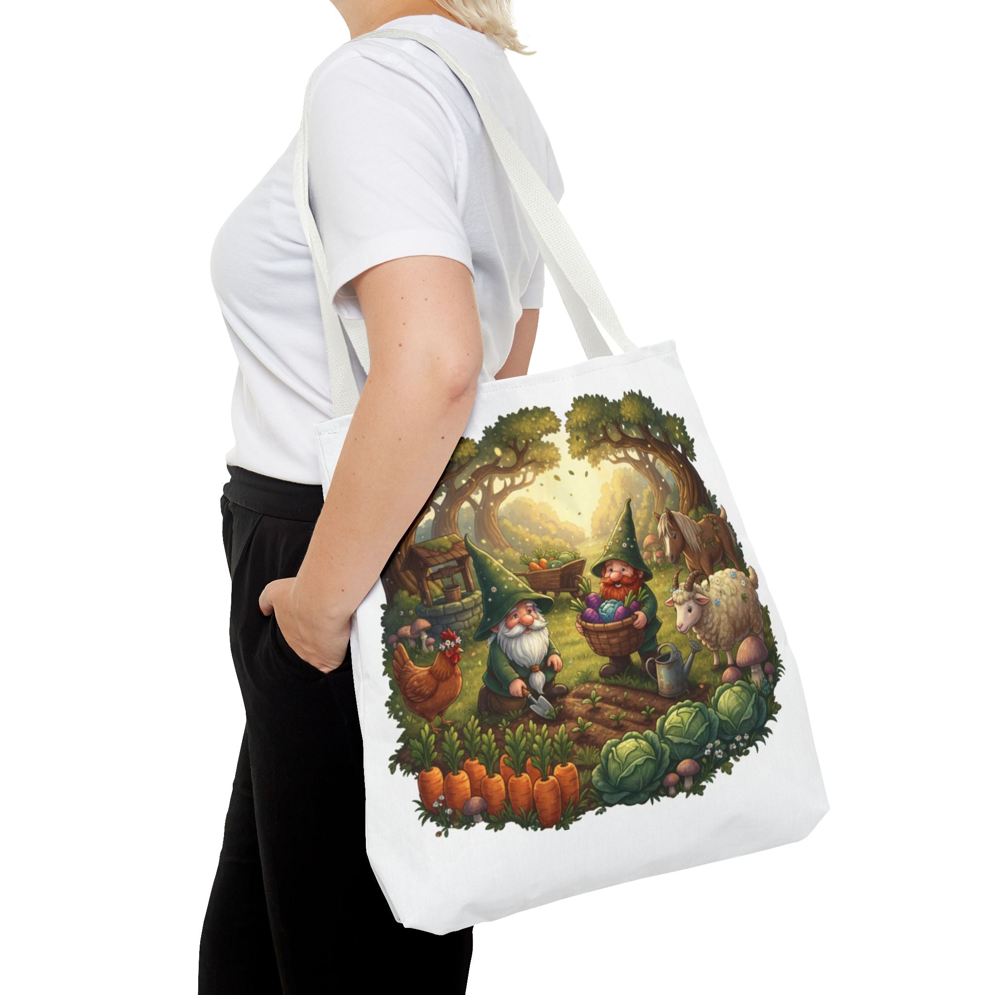 Gnome Garden Tote Bag — Whimsical Woodland Market Illustration