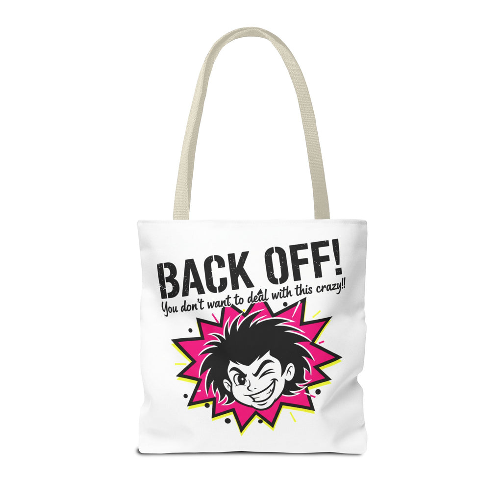 Back Off! Graphic Tote Bag — Funny Retro Punk Design
