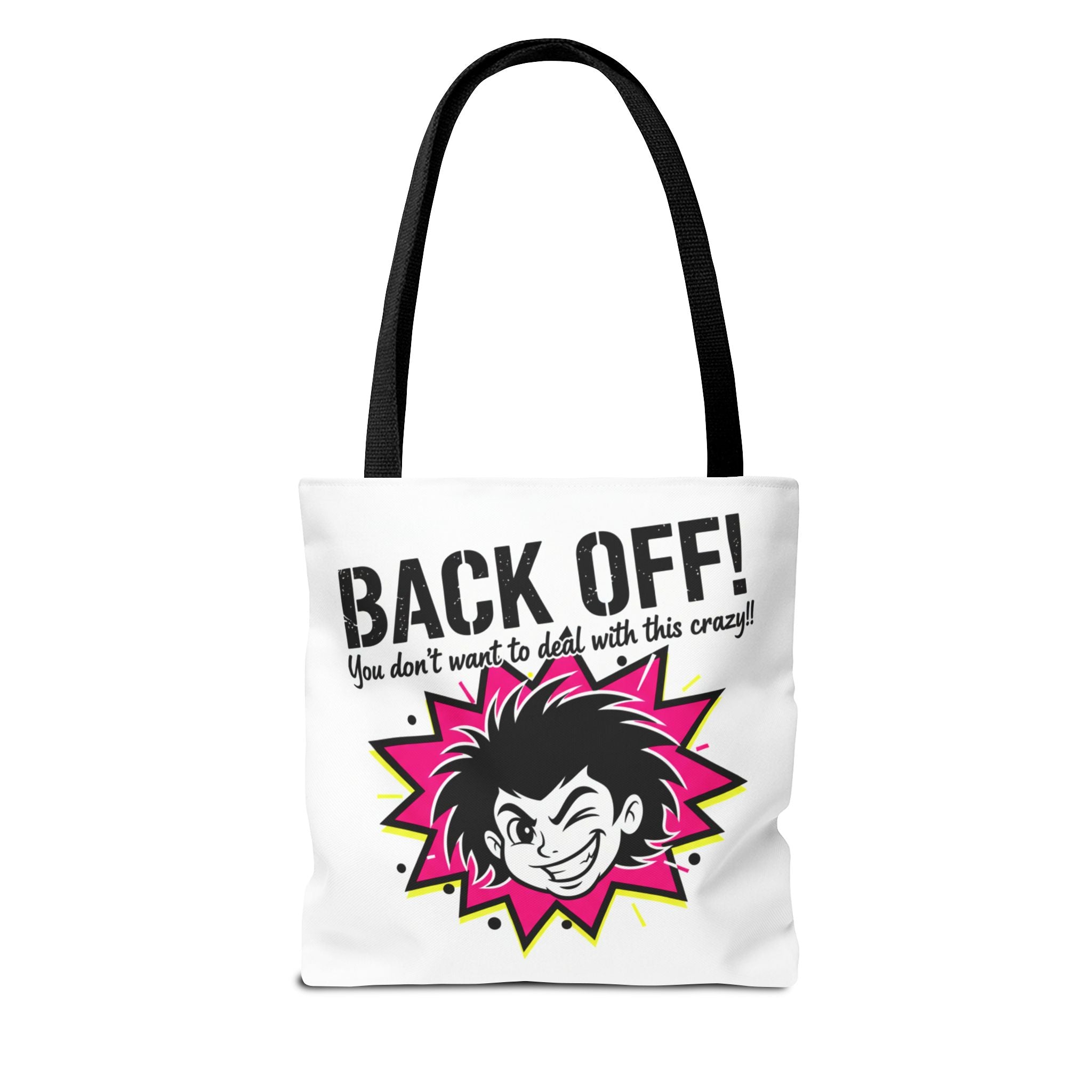 Back Off! Graphic Tote Bag — Funny Retro Punk Design