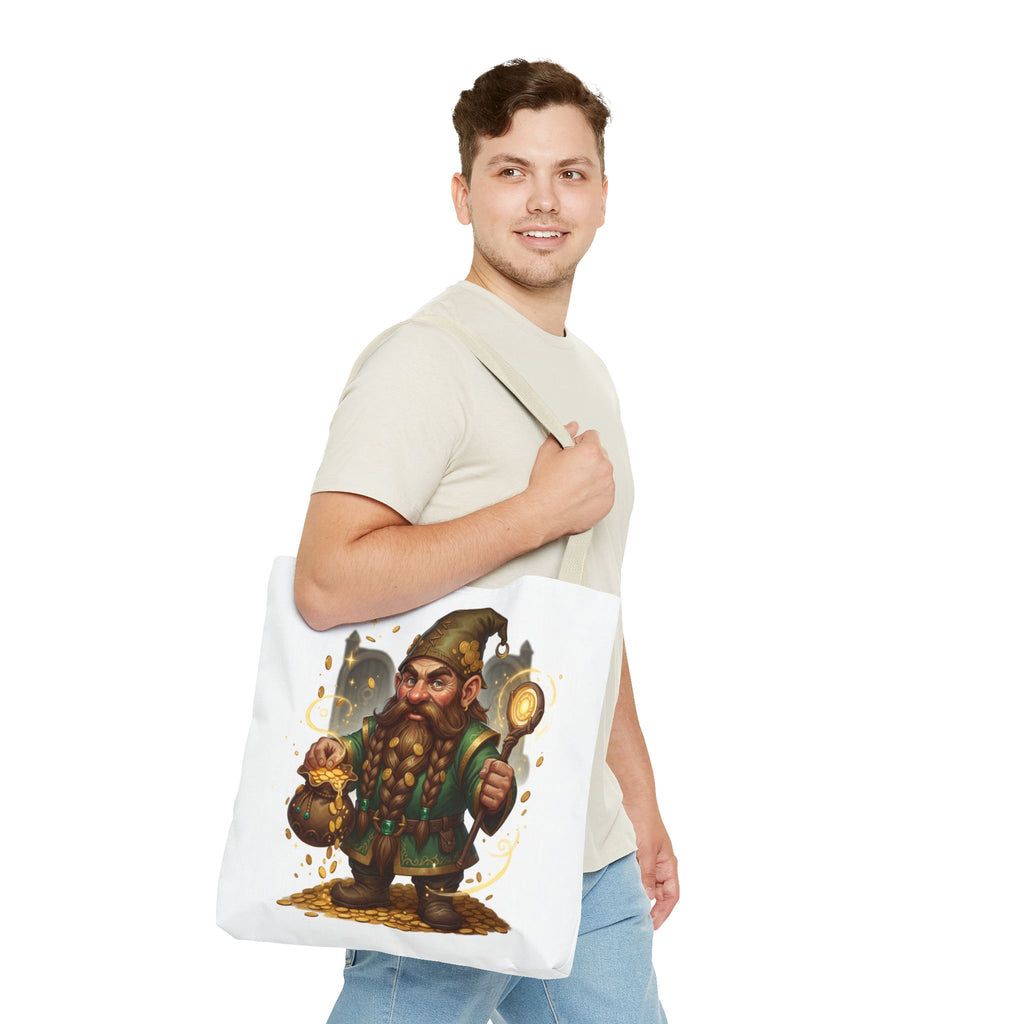 Gnome Goldkeeper Tote Bag – Fantasy Dwarf Coin Lover All-Over Print Tote