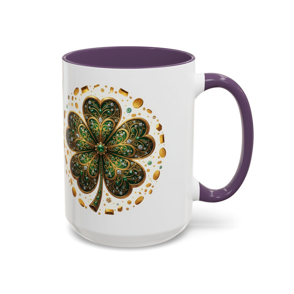 St. Patrick's Shamrock Coffee Mug — "Money Flows to Me" Lucky Charm Accent Mug
