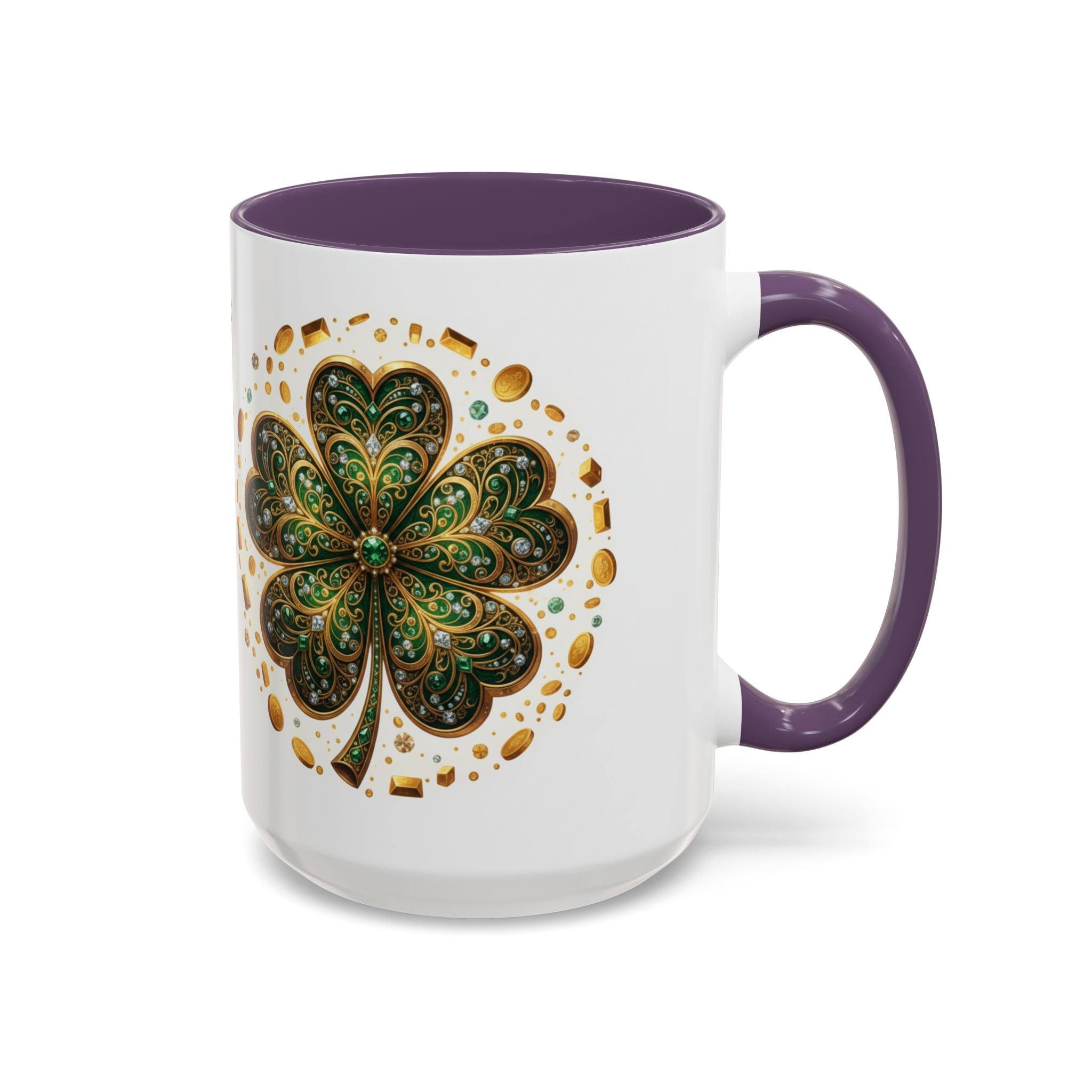 St. Patrick's Shamrock Coffee Mug — "Money Flows to Me" Lucky Charm Accent Mug