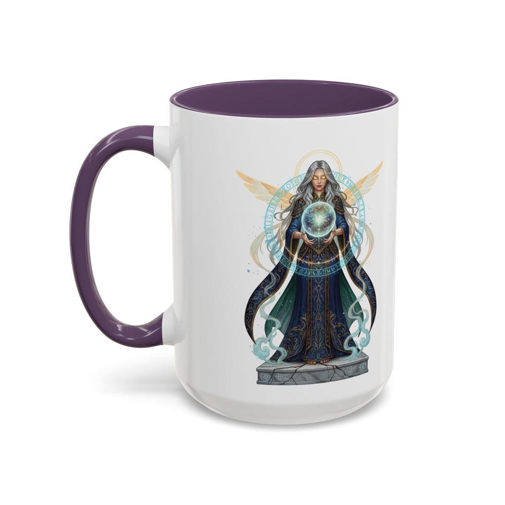 Mystic Oracle Coffee Mug — Woman with Crystal Ball Accent Mug