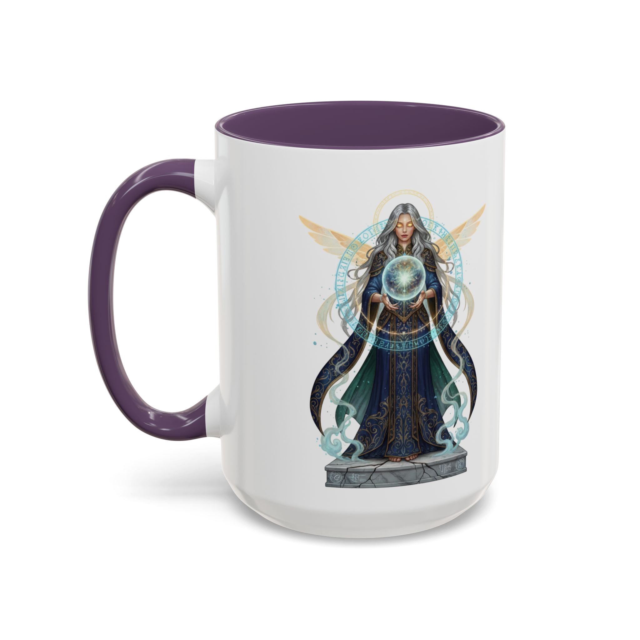 Mystic Oracle Coffee Mug — Woman with Crystal Ball Accent Mug