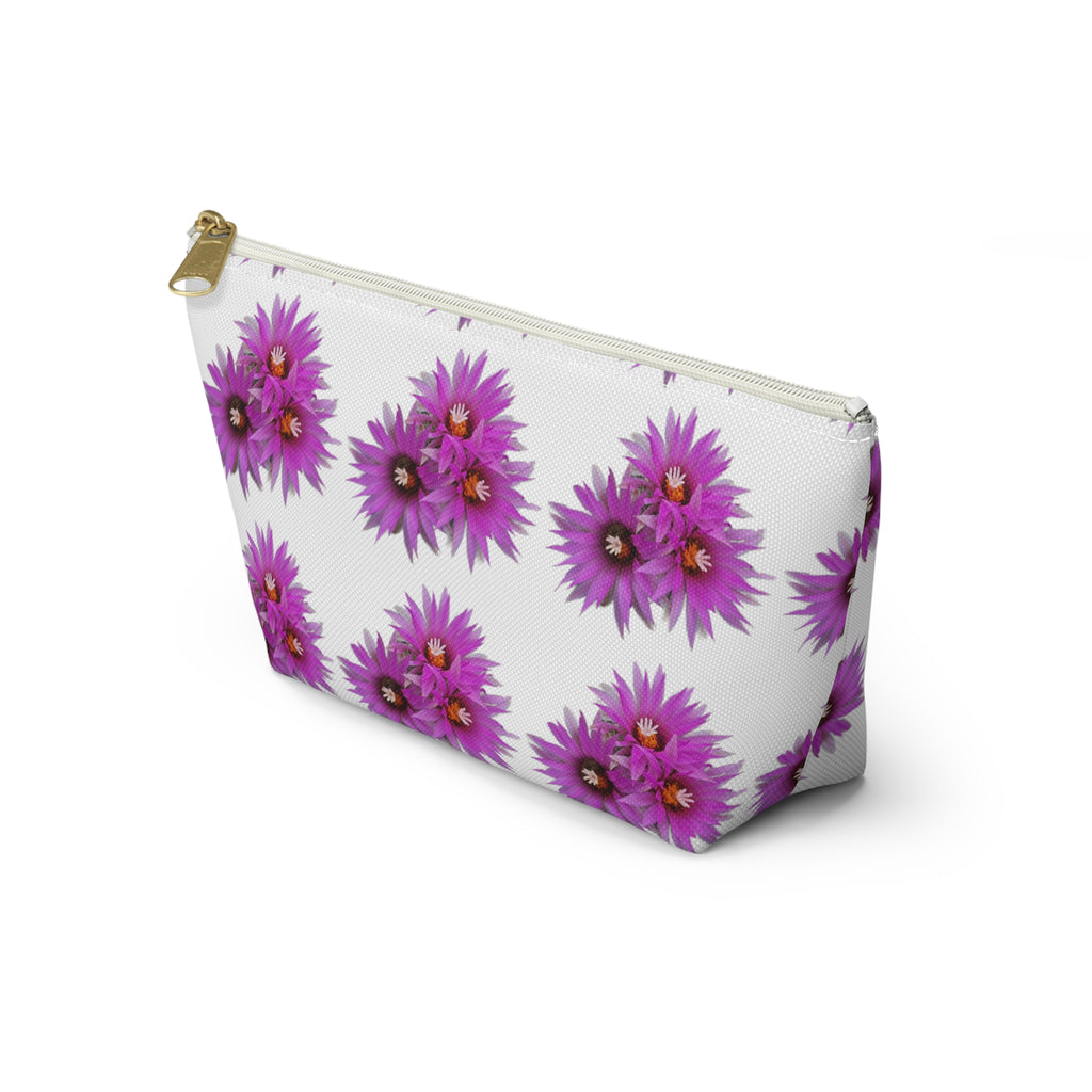 Purple Daisy Accessory Pouch — Floral Makeup & Travel T-Bottom Bag
