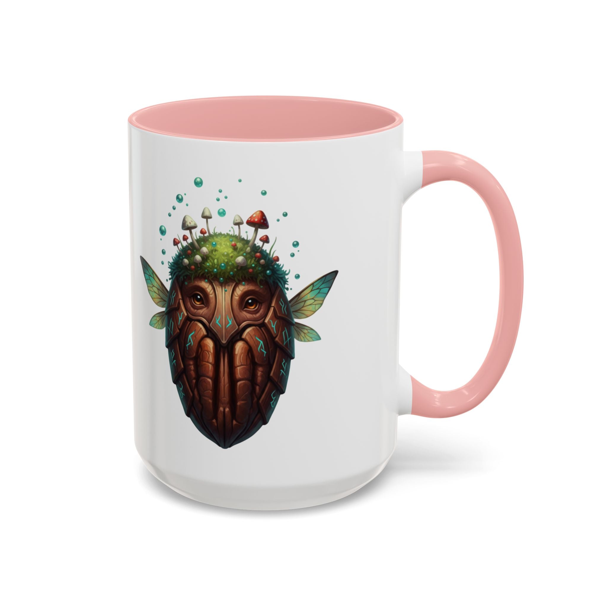 Mushroom Forest Mask Accent Coffee Mug — Fantasy Woodland Creature 11/15oz