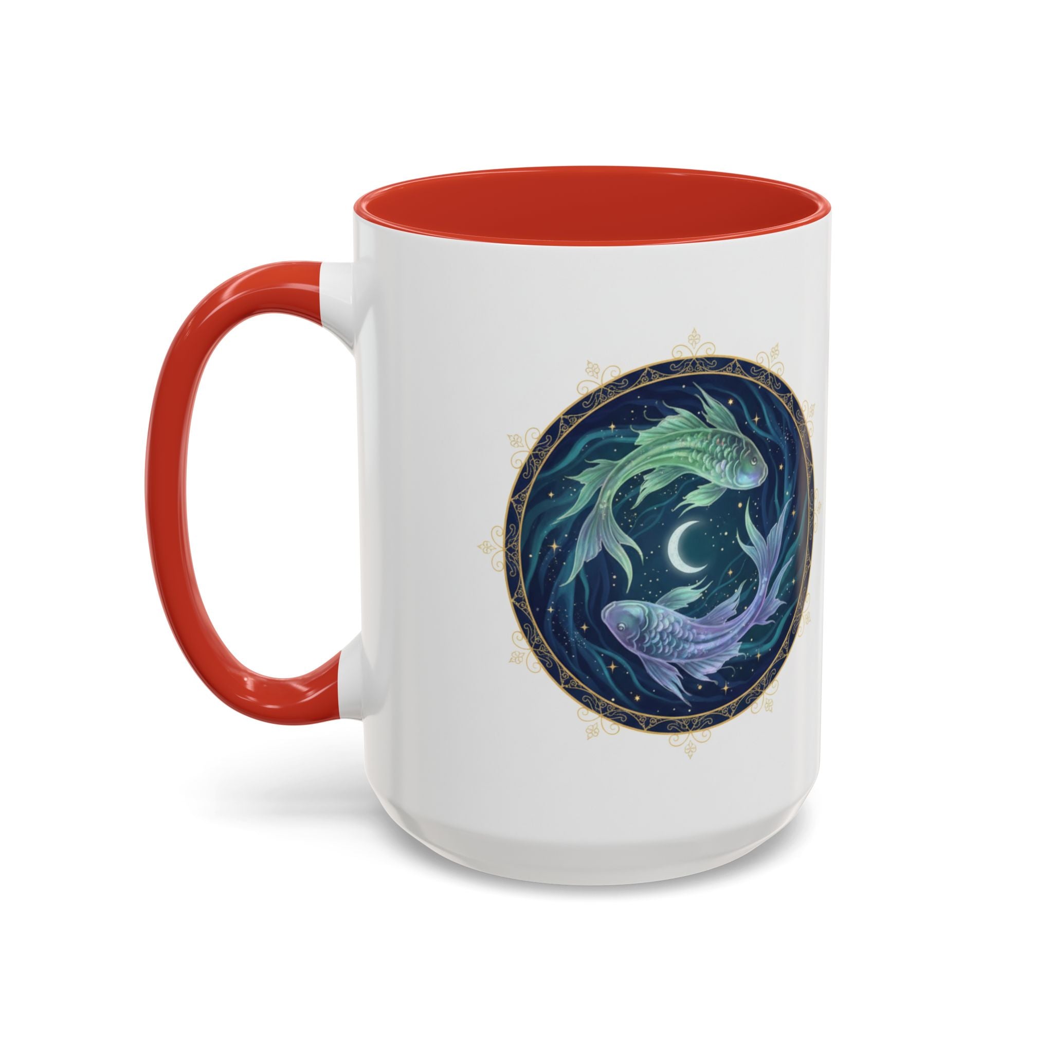 Koi Yin Yang Coffee Mug — Celestial Fish Moon Ceramic Accent Mug (11/15oz)
