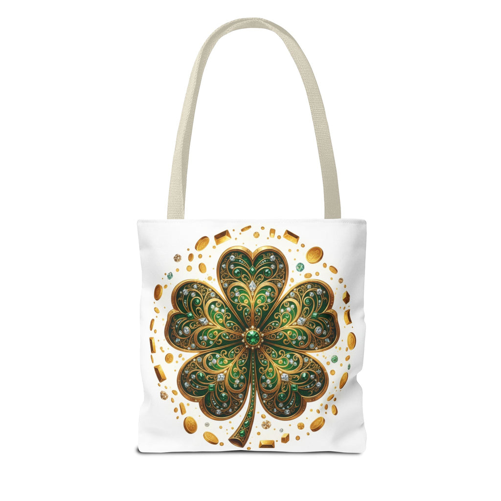 Celtic Shamrock Tote Bag — Green Four-Leaf Clover St. Patrick’s Day All-Over Print