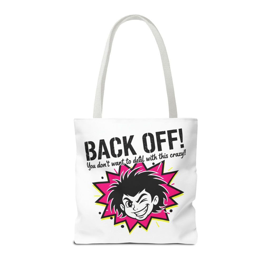 Back Off! Graphic Tote Bag — Funny Retro Punk Design