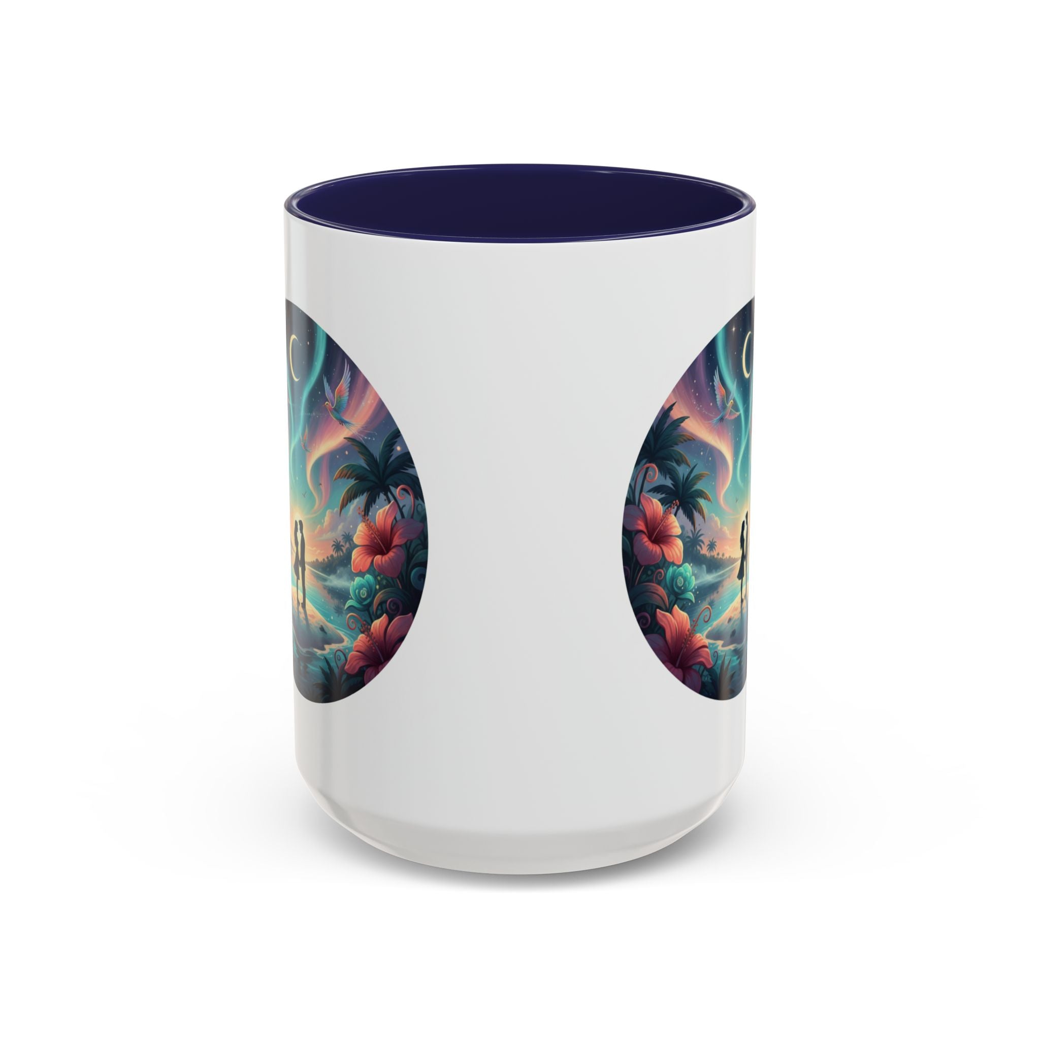 Tropical Sunset Coffee Mug — Romantic Beach Couple Accent Mug (11/15 oz)