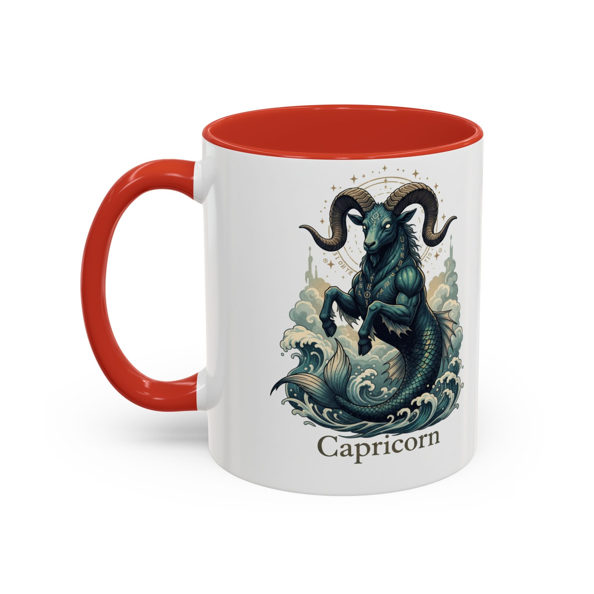 Capricorn Sea-Goat Accent Coffee Mug — Zodiac Astrology Ceramic Gift (11/15oz)