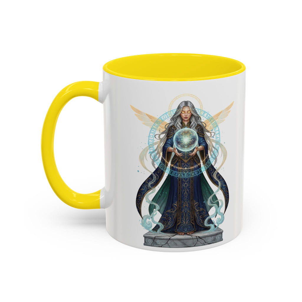 Mystic Oracle Coffee Mug — Woman with Crystal Ball Accent Mug