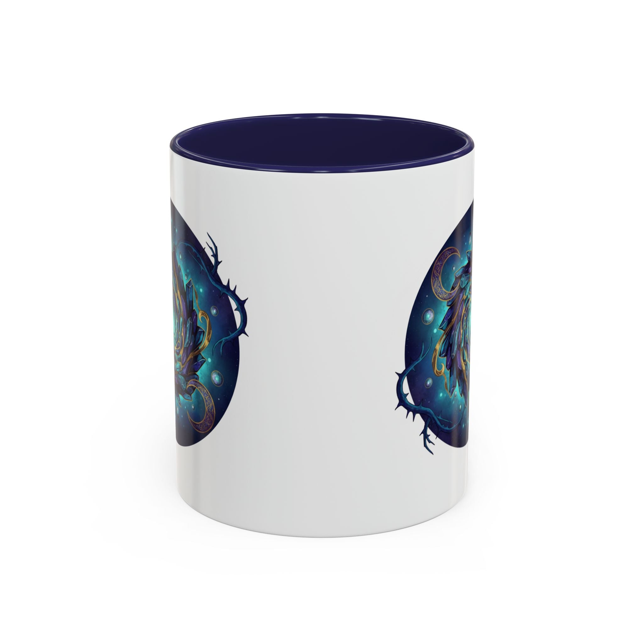 Galaxy Feather Spiral Accent Mug — Cosmic Boho Coffee Cup (11/15oz)