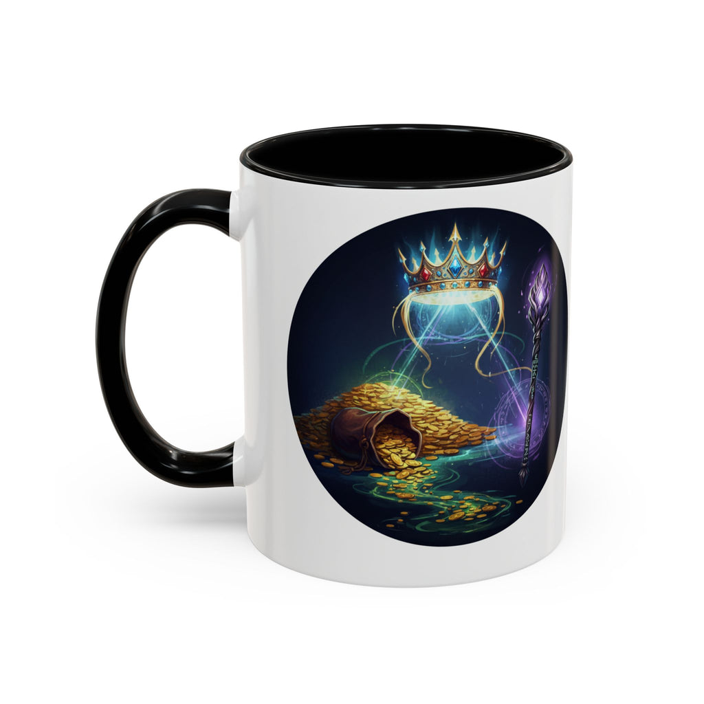 Magic Crown Coffee Mug — Fantasy Wizard Staff & Spilled Gold Accent Mug (11/15 oz)