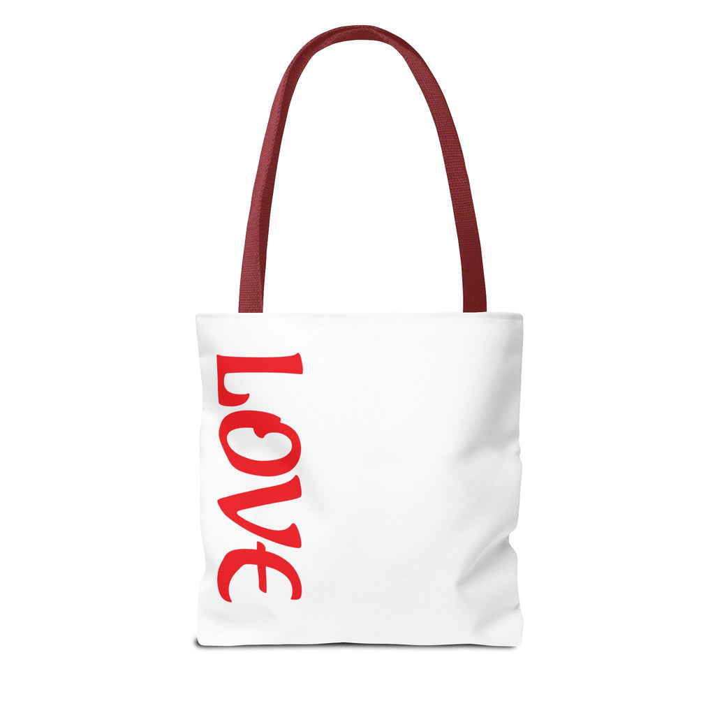 LOVE Vertical Red Tote Bag – Romantic Valentine’s Day Canvas Tote