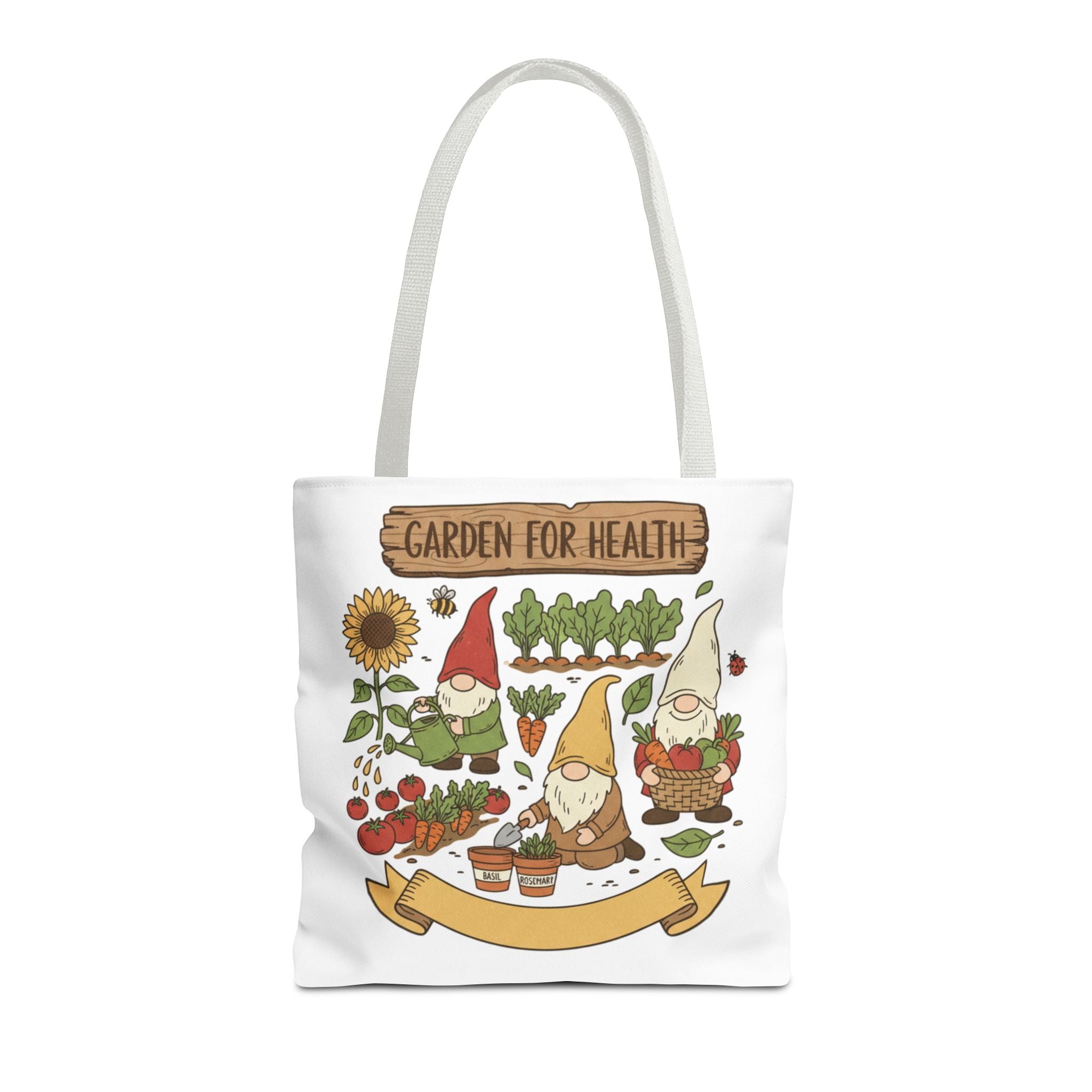 Garden Gnome Tote Bag - "Garden For Health" Cute Eco Shopper