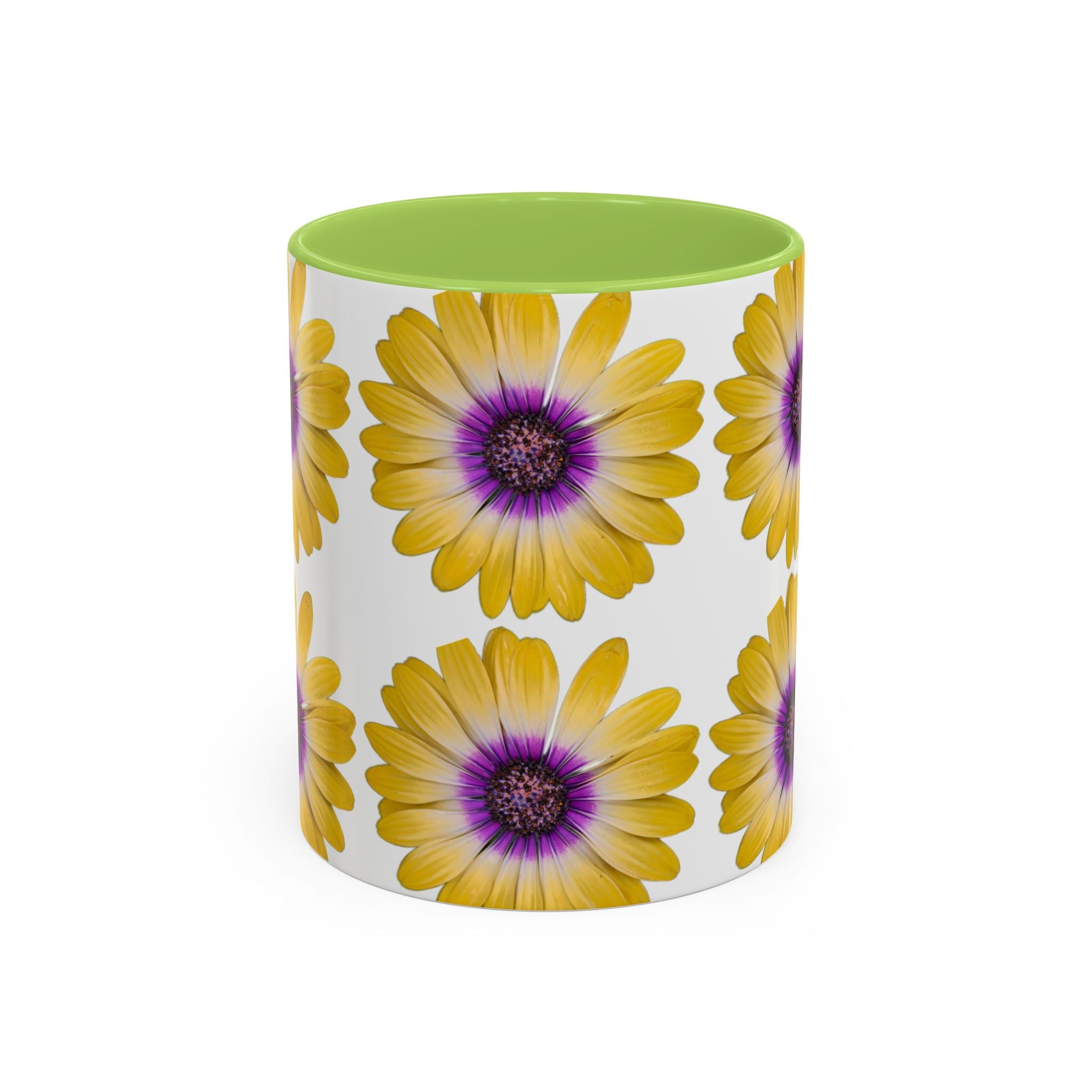 Yellow Purple Daisy Accent Coffee Mug – Floral Pattern 11/15oz