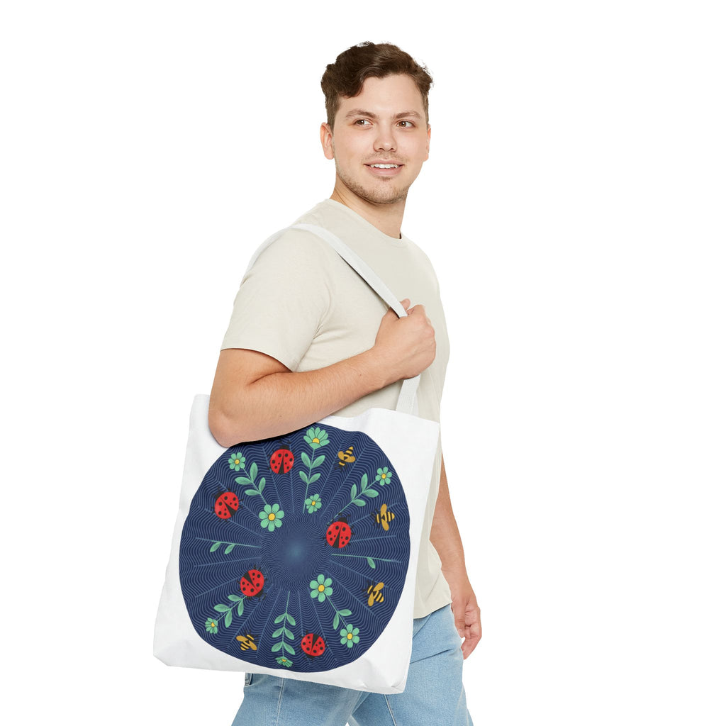 Ladybug Garden Tote Bag — Floral Circular Print AOP Tote