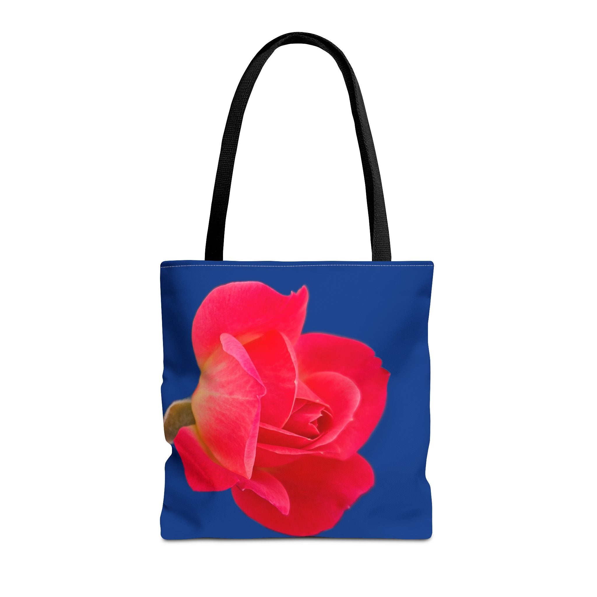 Pink Rose Floral Tote Bag – Vibrant Blue Background AOP