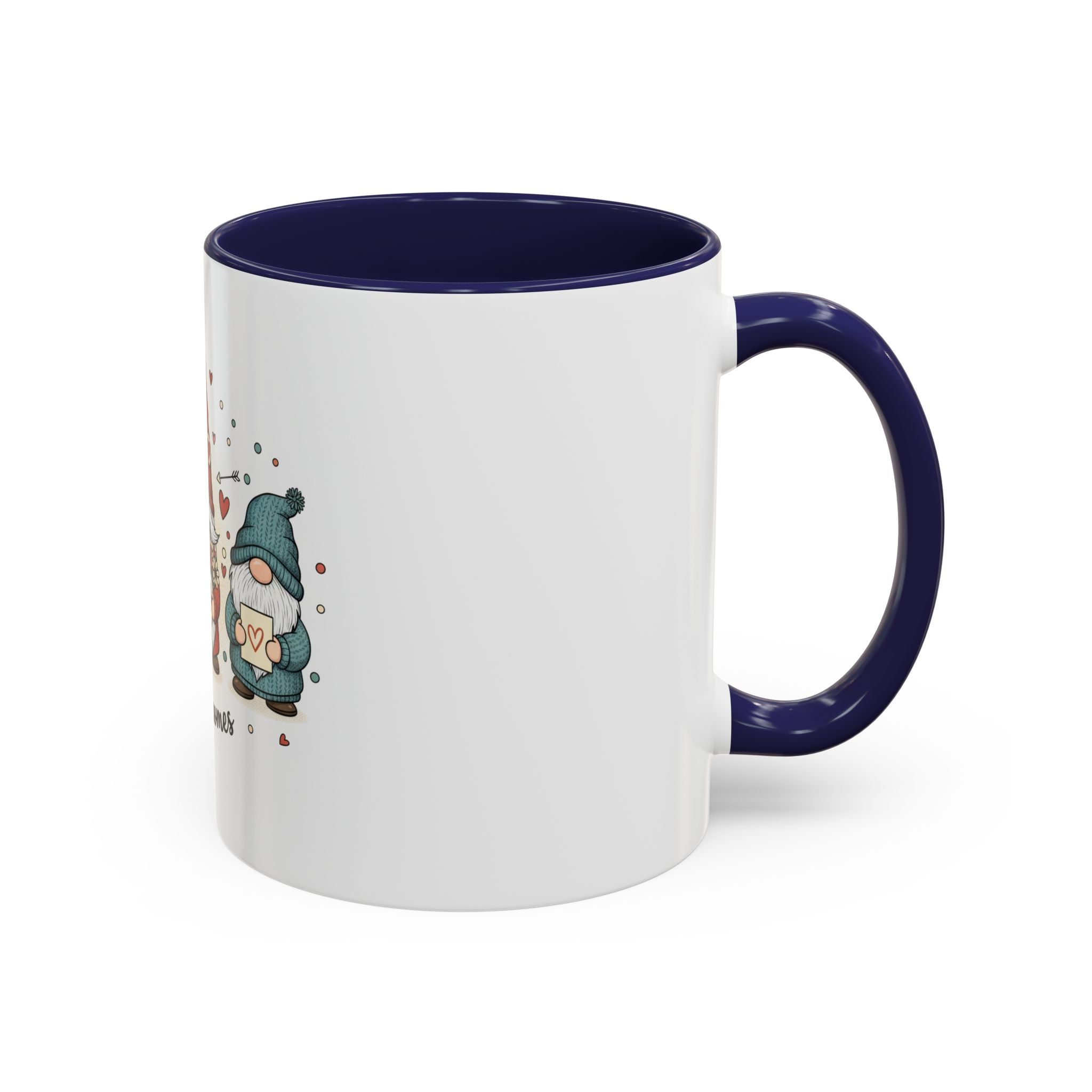 Love Gnomes Accent Coffee Mug — Cute Valentine Heart Gnome Tea Cup (11/15oz)