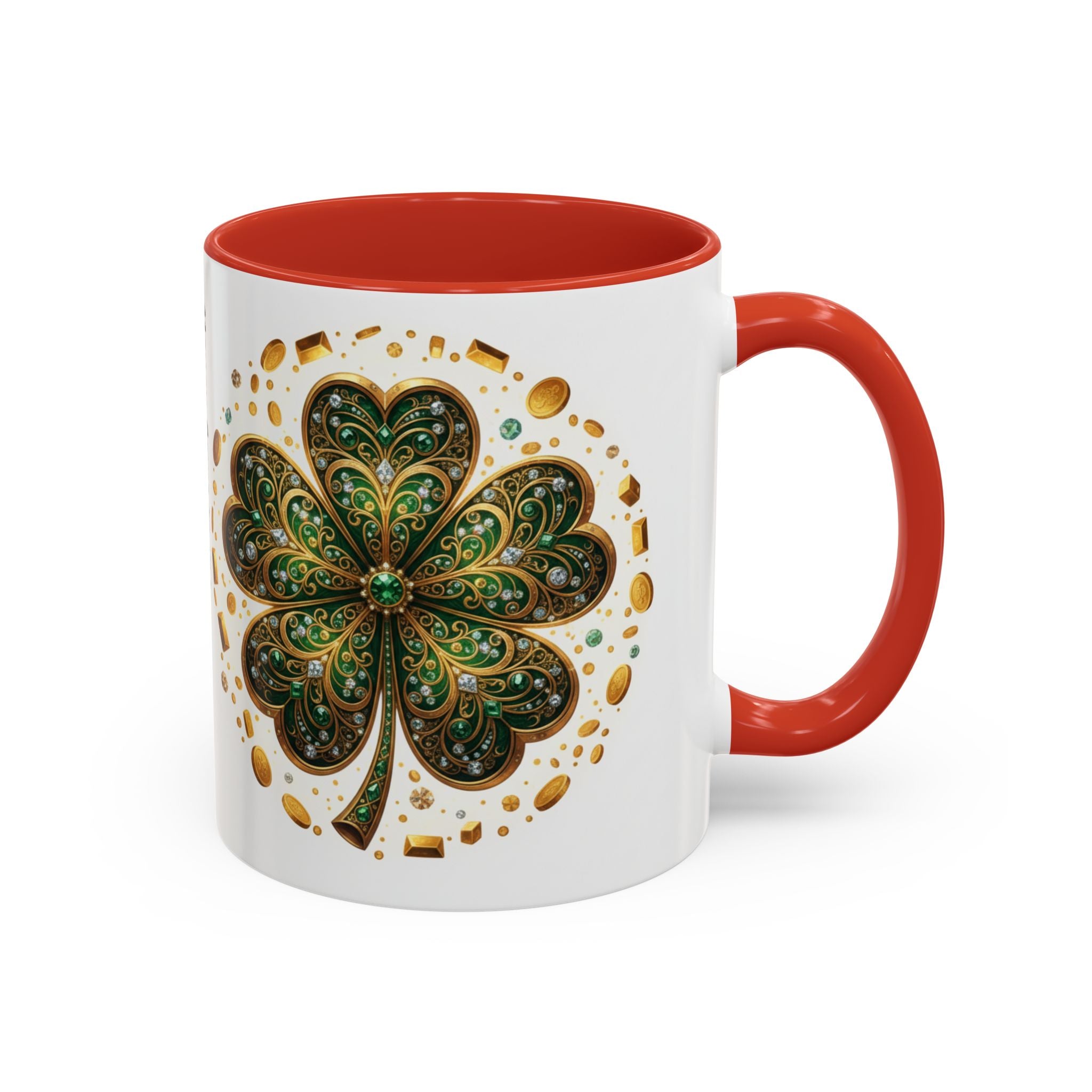 St. Patrick's Shamrock Coffee Mug — "Money Flows to Me" Lucky Charm Accent Mug