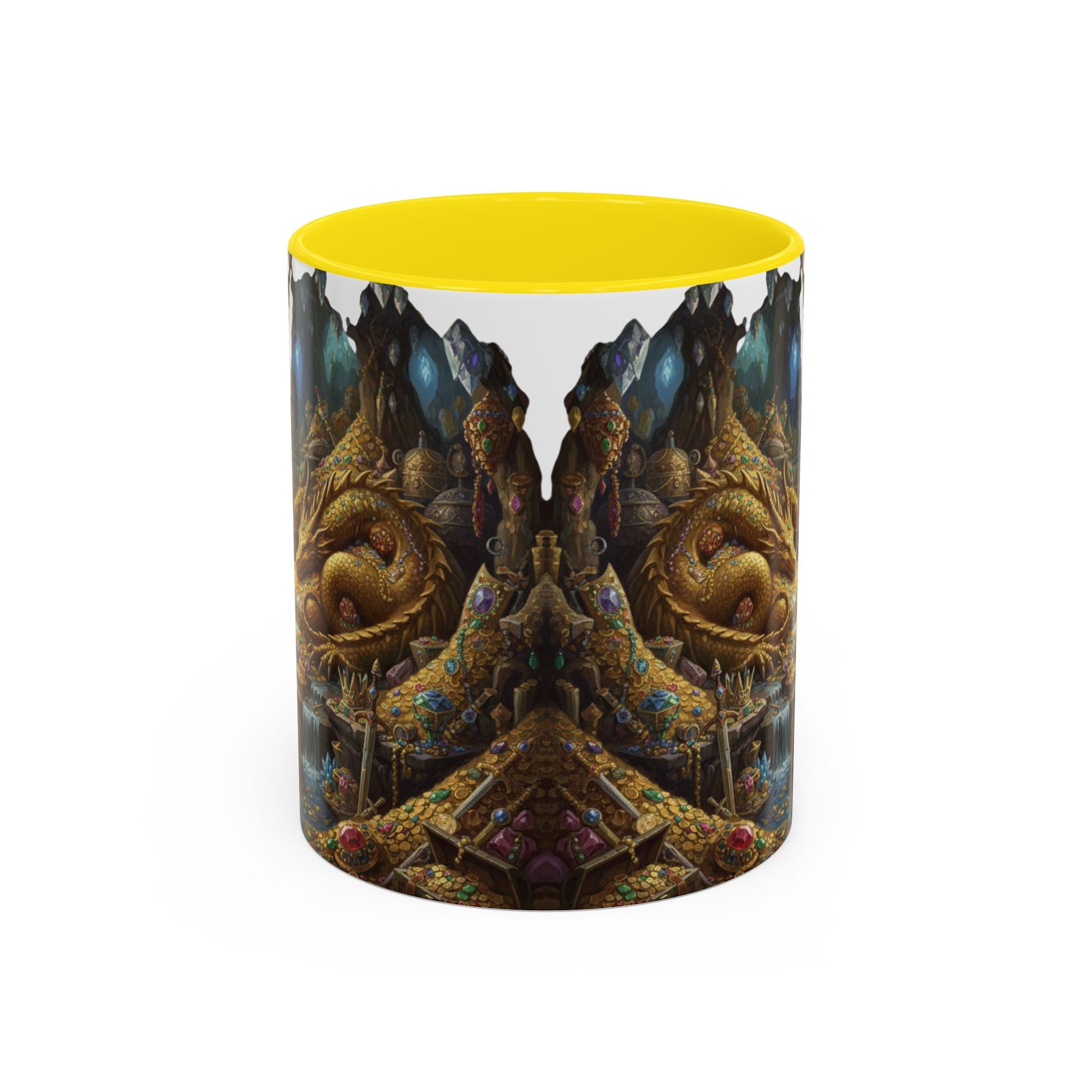 Dragon Hoard Accent Coffee Mug — Fantasy Treasure Landscape (11/15 oz)