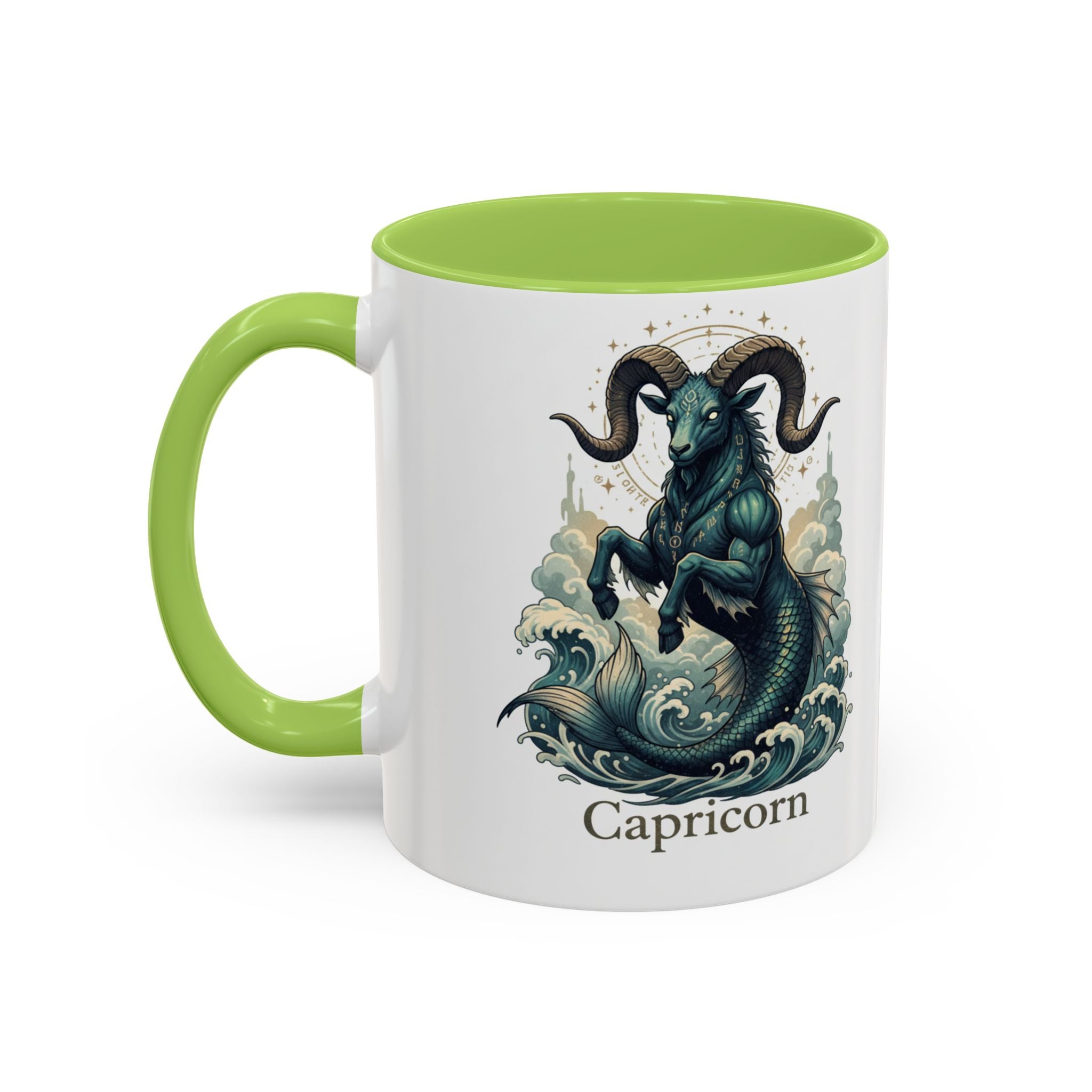 Capricorn Sea-Goat Accent Coffee Mug — Zodiac Astrology Ceramic Gift (11/15oz)