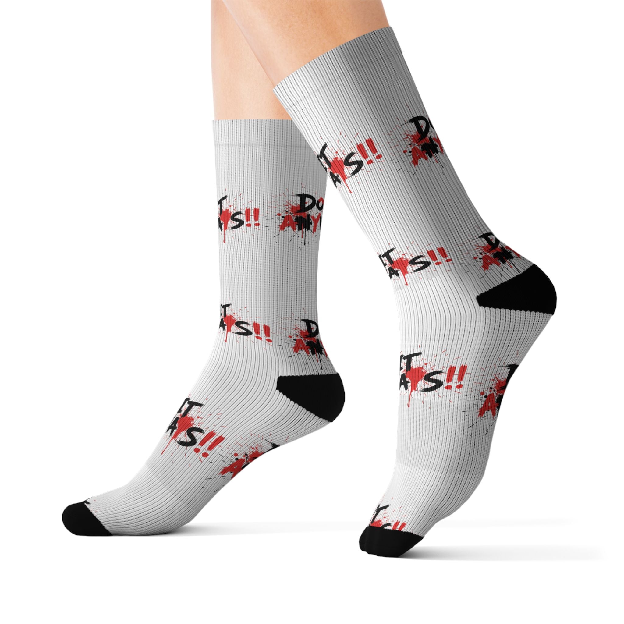 Sublimation Socks - “Do It Always!!” Graphic Athletic Crew Socks