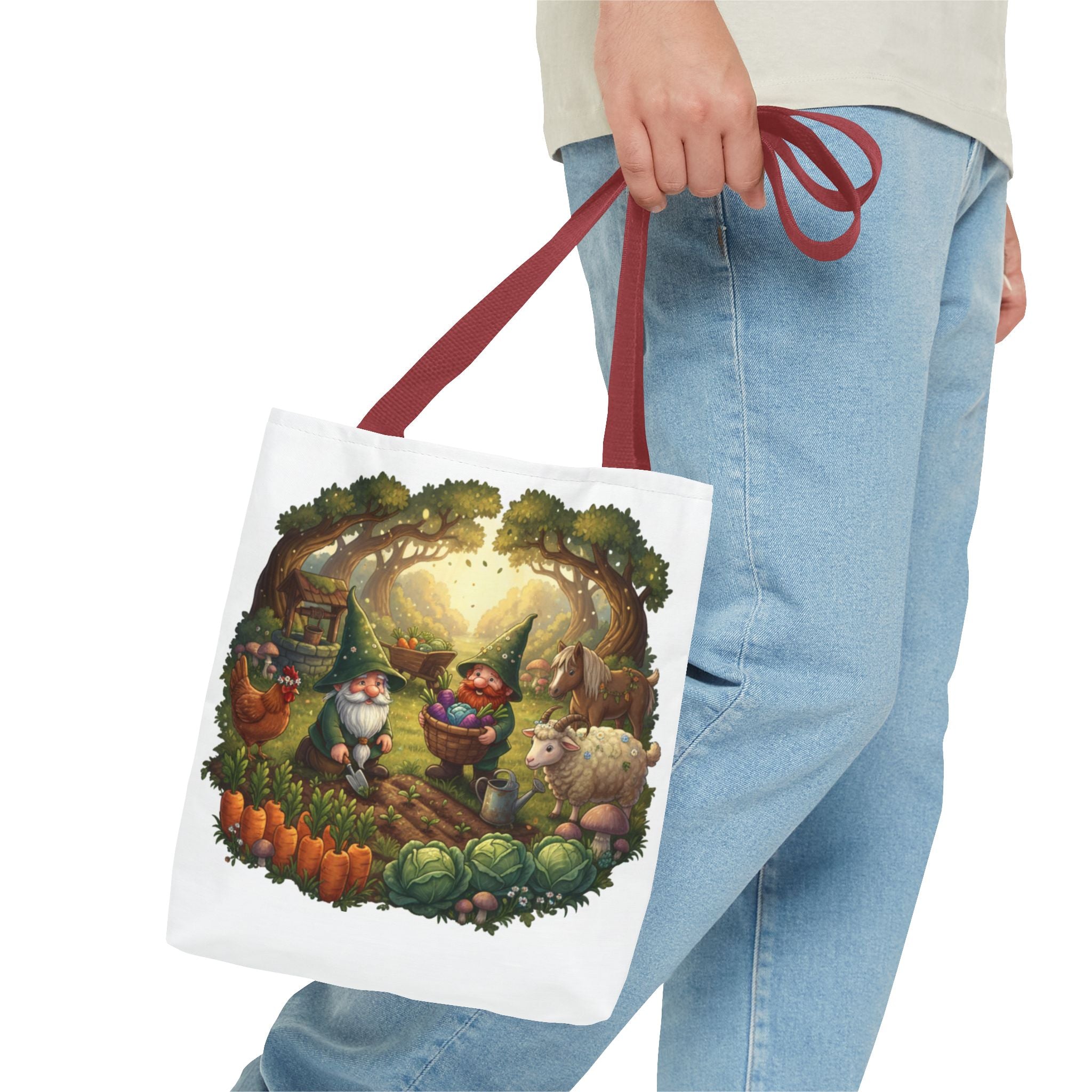 Gnome Garden Tote Bag — Whimsical Woodland Market Illustration