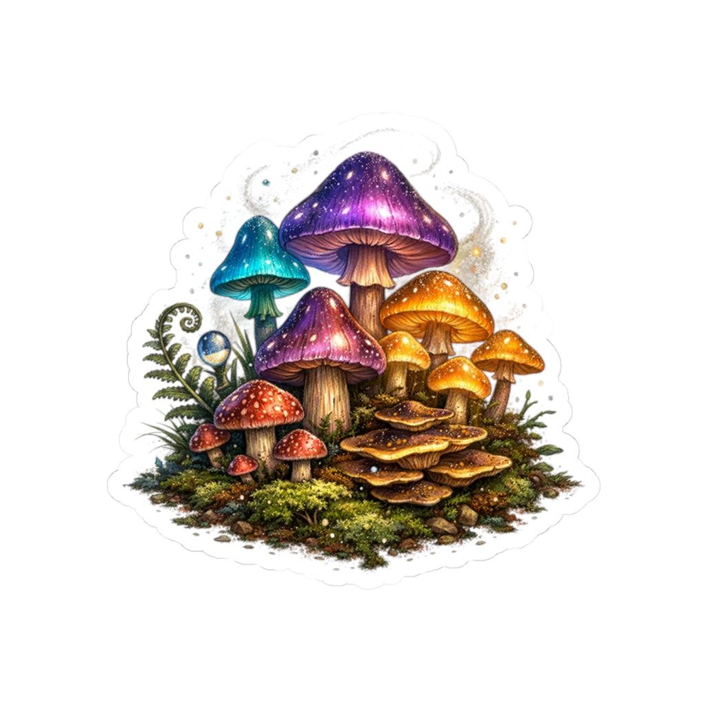 Psychedelic Mushroom Sticker — Colorful Fantasy Mushroom Kiss-Cut Decal