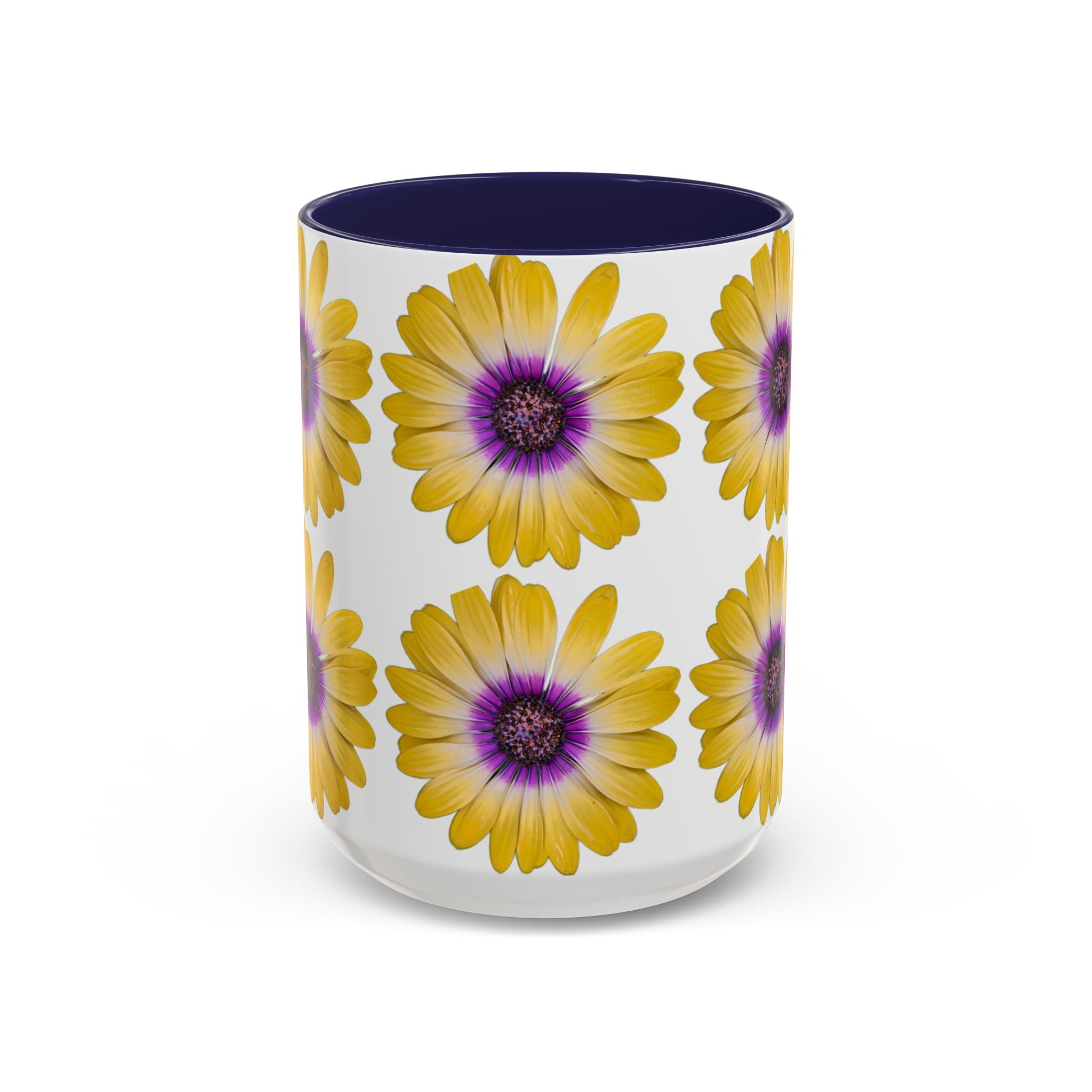 Yellow Purple Daisy Accent Coffee Mug – Floral Pattern 11/15oz