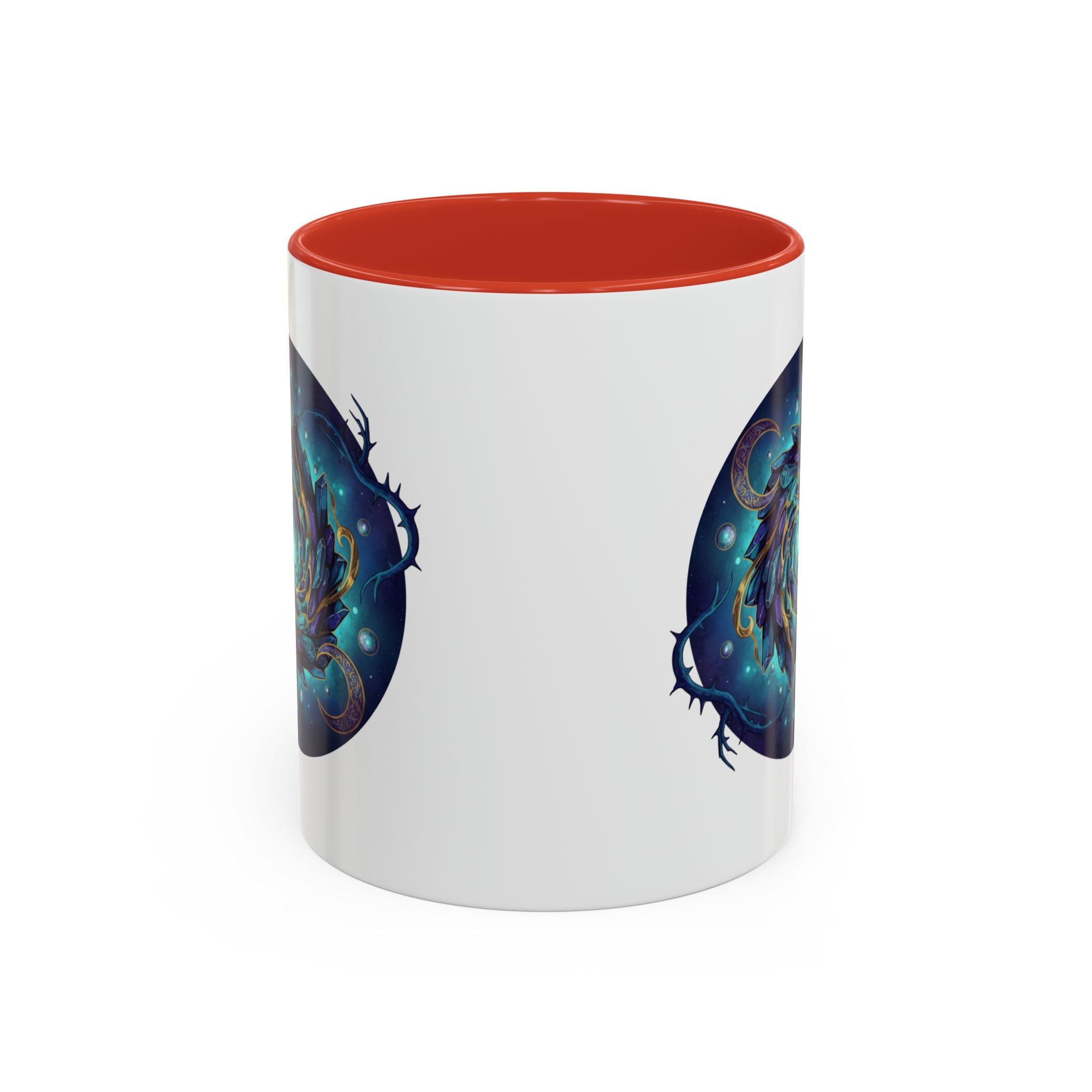 Galaxy Feather Spiral Accent Mug — Cosmic Boho Coffee Cup (11/15oz)