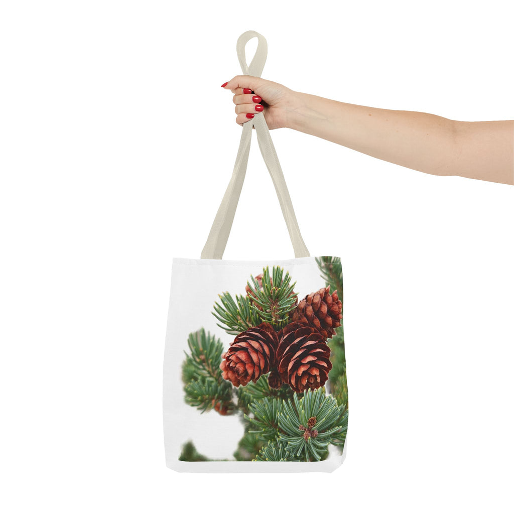 Pinecone Winter Tote Bag — Botanical Evergreen Holiday Market Bag