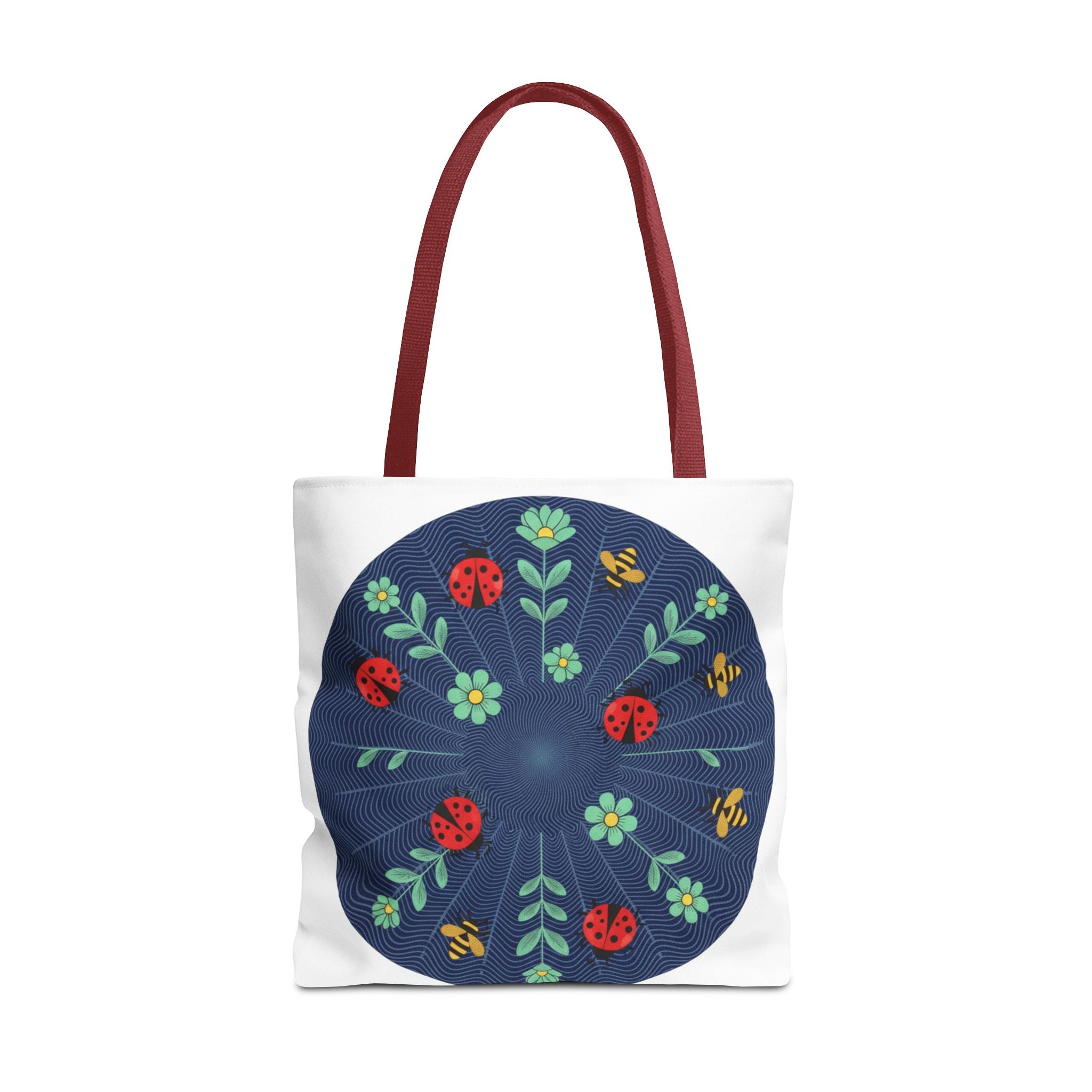 Ladybug Garden Tote Bag — Floral Circular Print AOP Tote